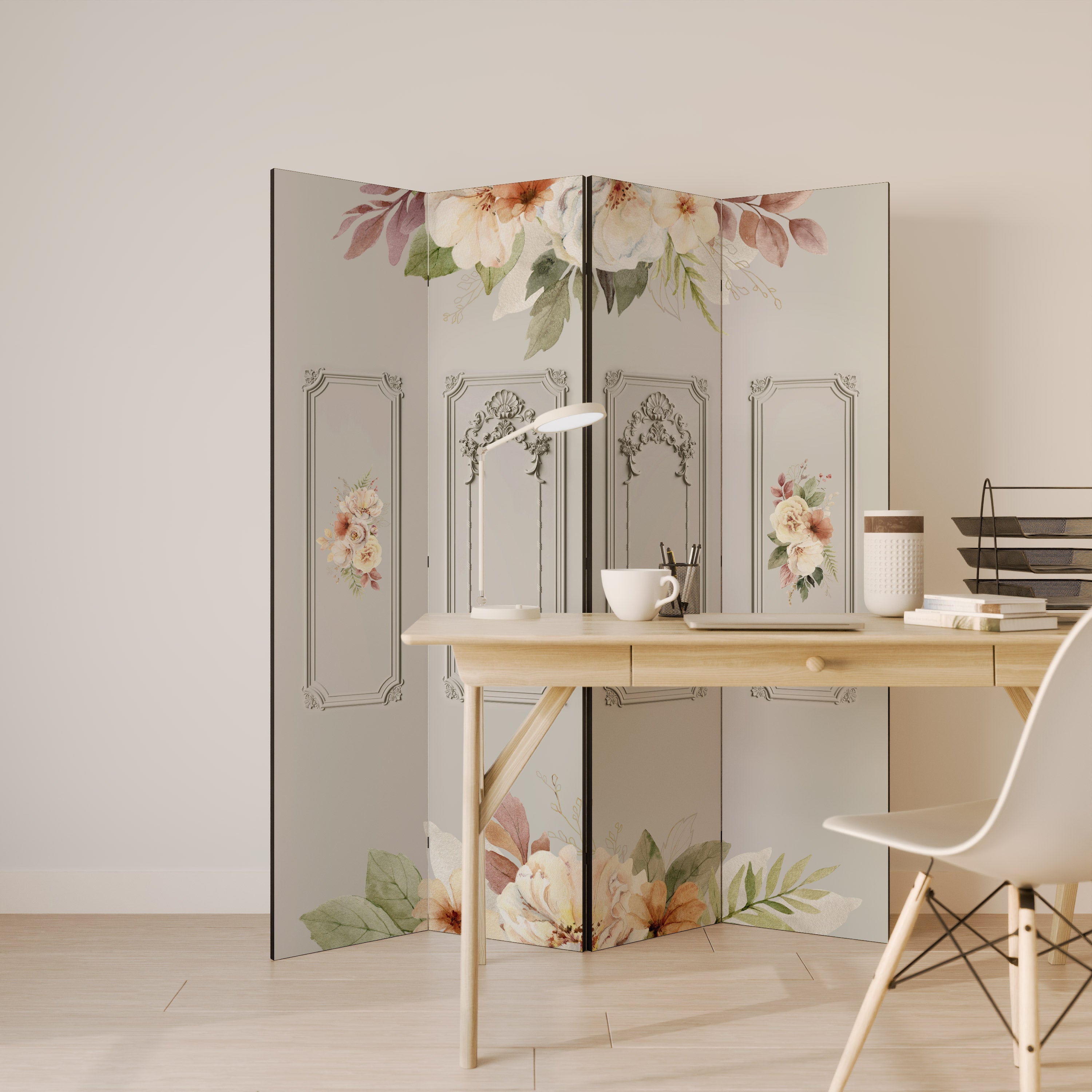 ELEGANT SHIELD Dekorativer 4-teiliger Raumteiler