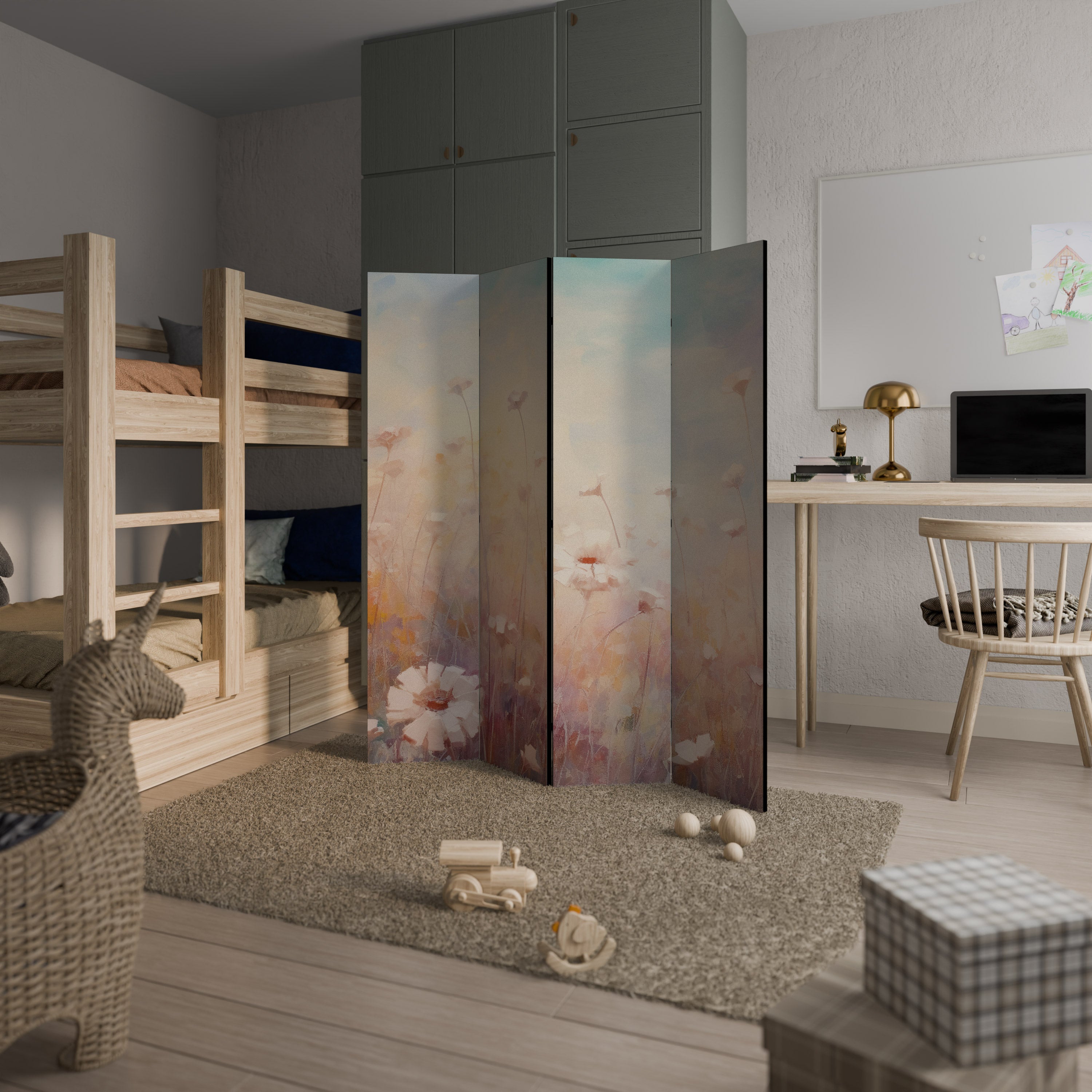 BREEZE OF COLORS Dekorativer 4-teiliger Raumteiler