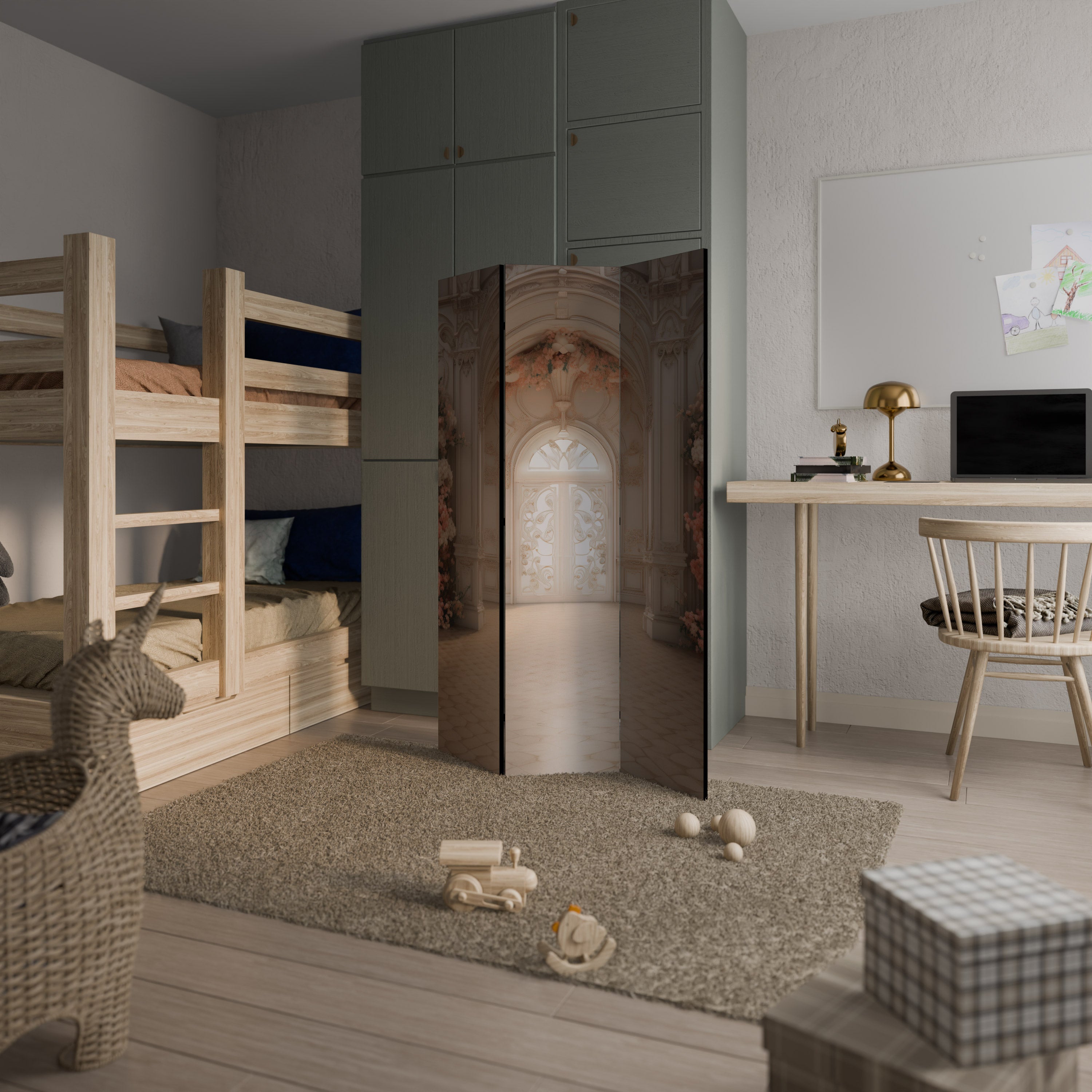 VIVID DREAMSCAPE DOORS Dekorativer 3-teiliger Raumteiler