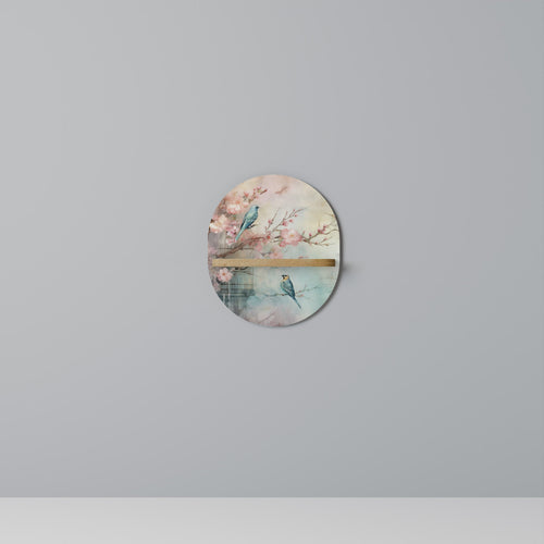 CHERRY BIRDSONG Ovales Kunstregal in Eiche-Optik