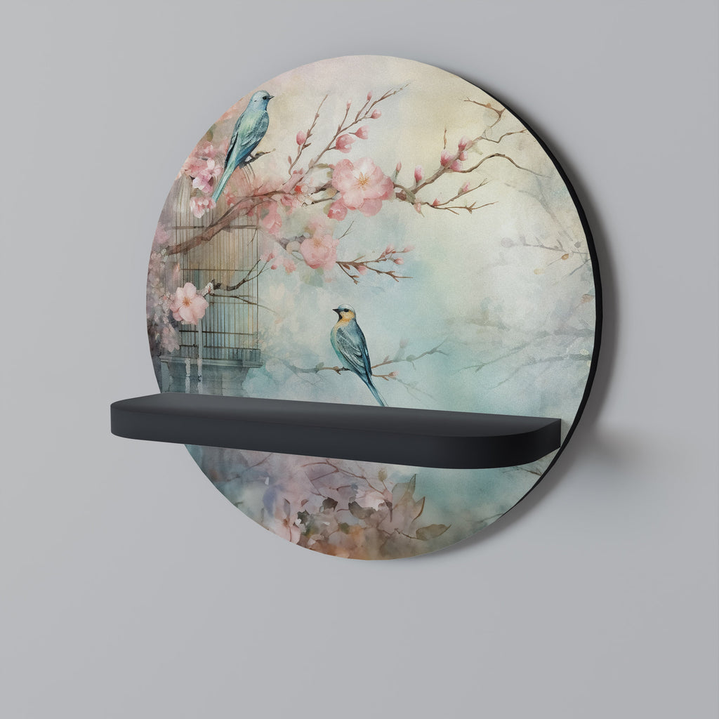 CHERRY BIRDSONG Rundes Kunstregal in Schwarz