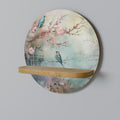 CHERRY BIRDSONG Round Art Shelf In Oak Effect