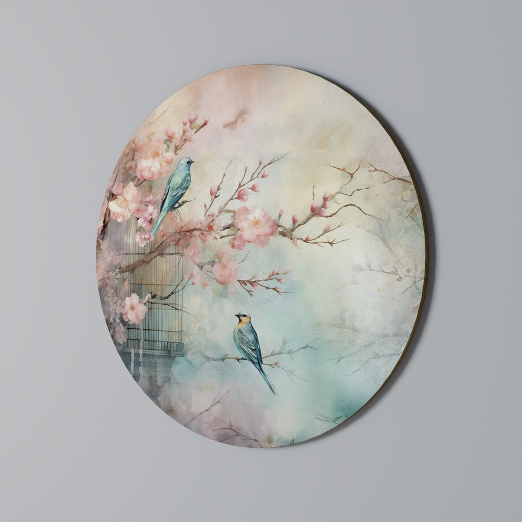 CHERRY BIRDSONG Runde Wandkunst