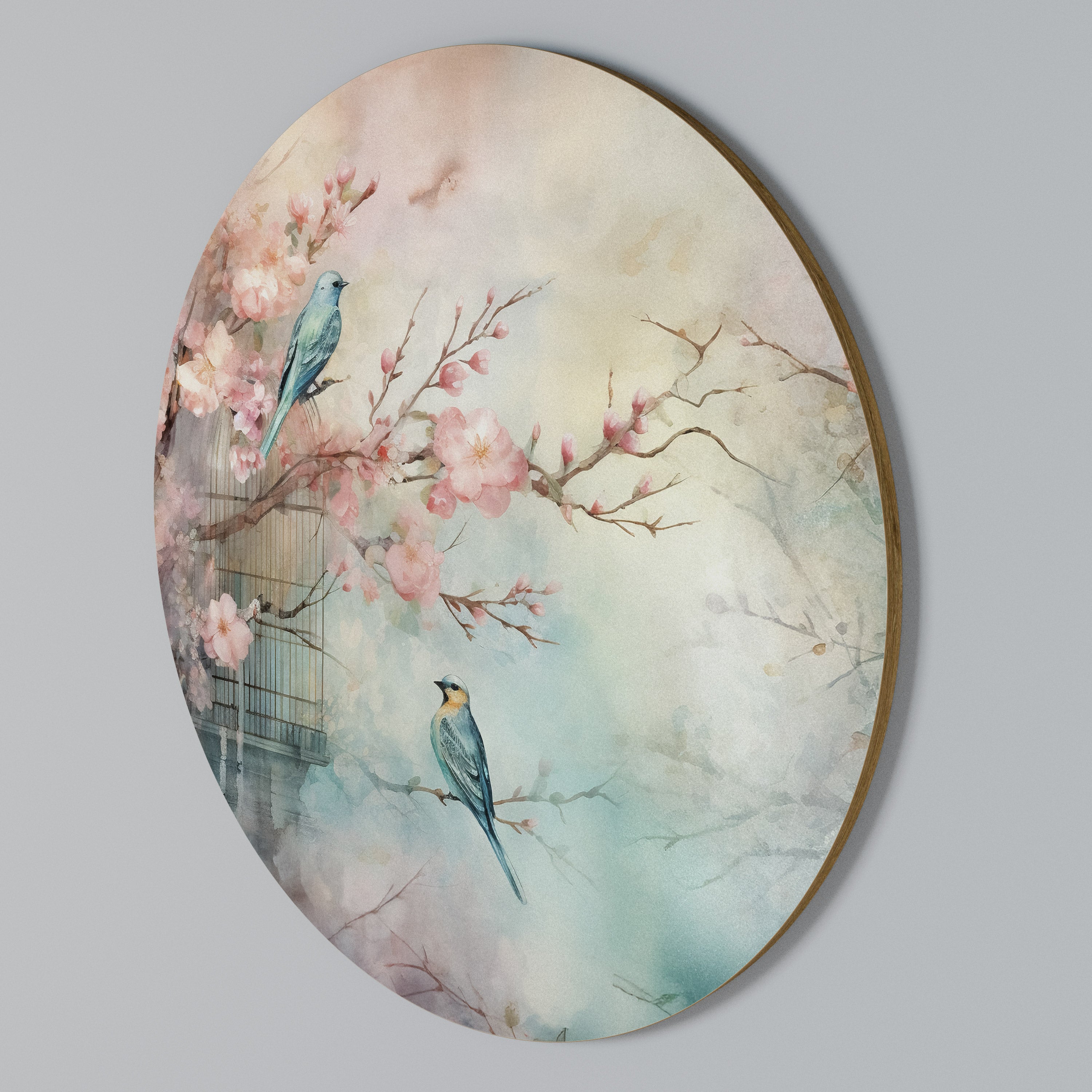 CHERRY BIRDSONG Rundes Wandbild