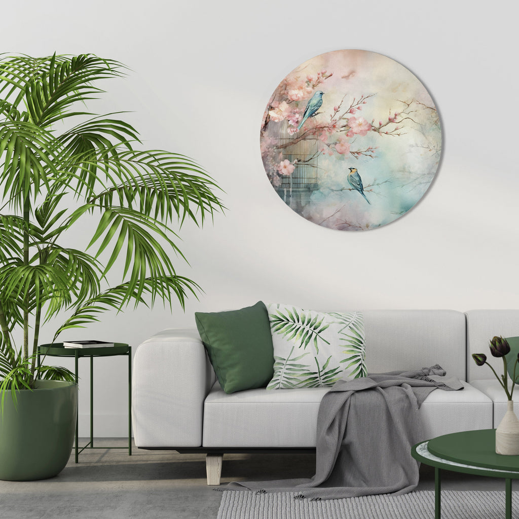 CHERRY BIRDSONG Runde Wandkunst