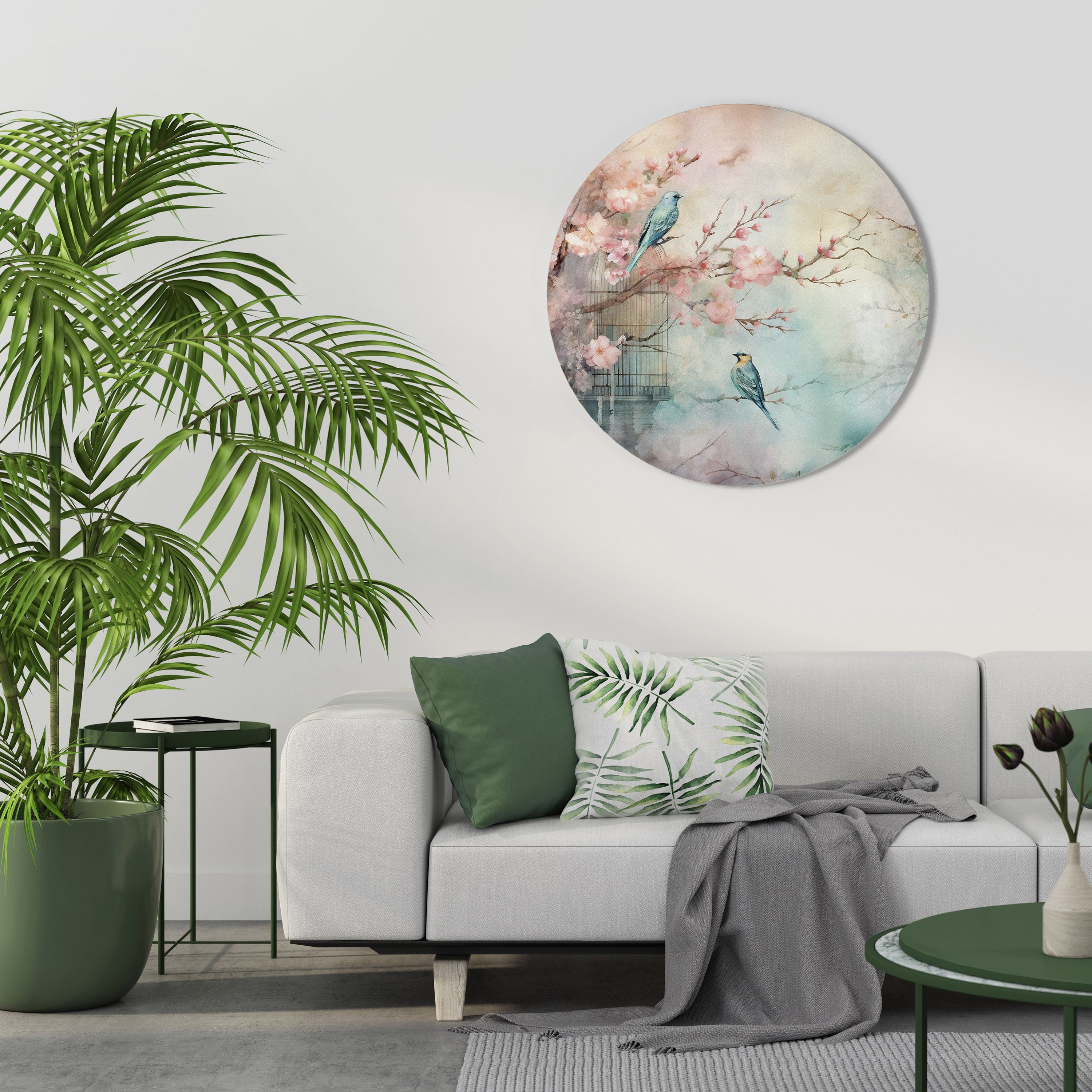 CHERRY BIRDSONG Runde Wandkunst
