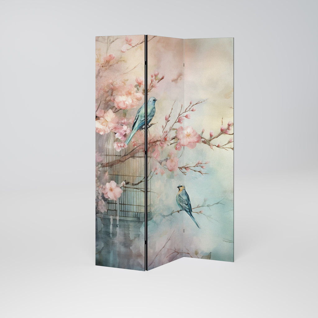 CHERRY BIRDSONG Dekorativer 3-teiliger Raumteiler