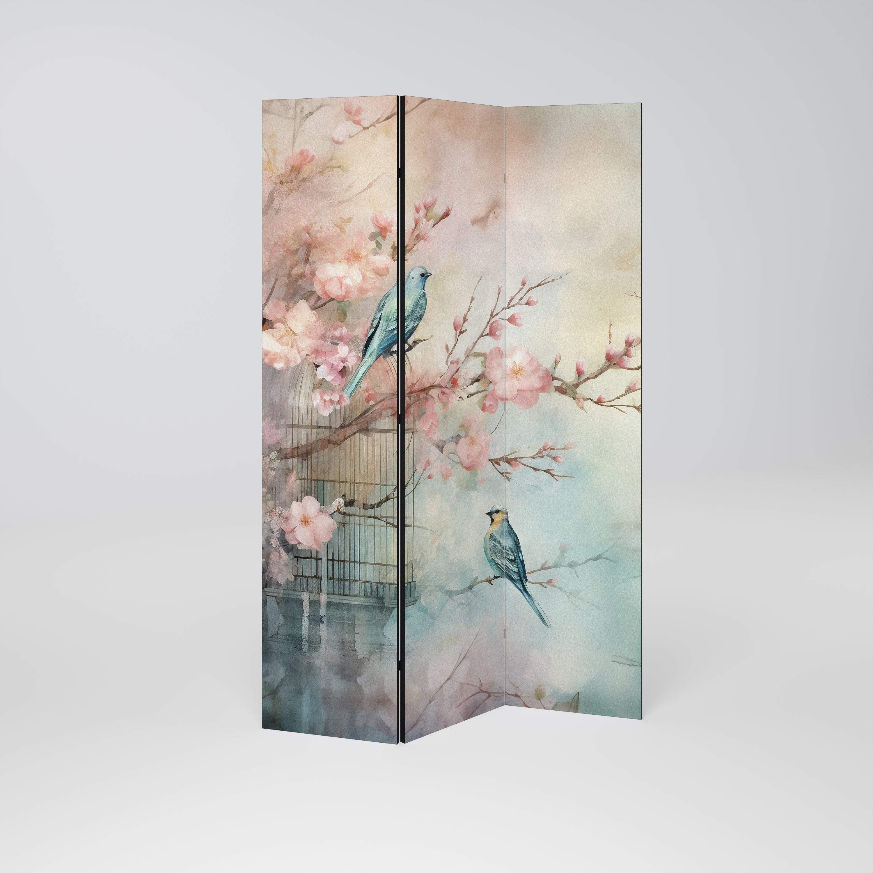 CHERRY BIRDSONG Dekorativer 3-teiliger Raumteiler