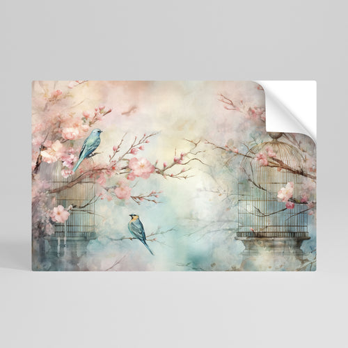 CHERRY BIRDSONG Peel and Stick Horizontal Poster