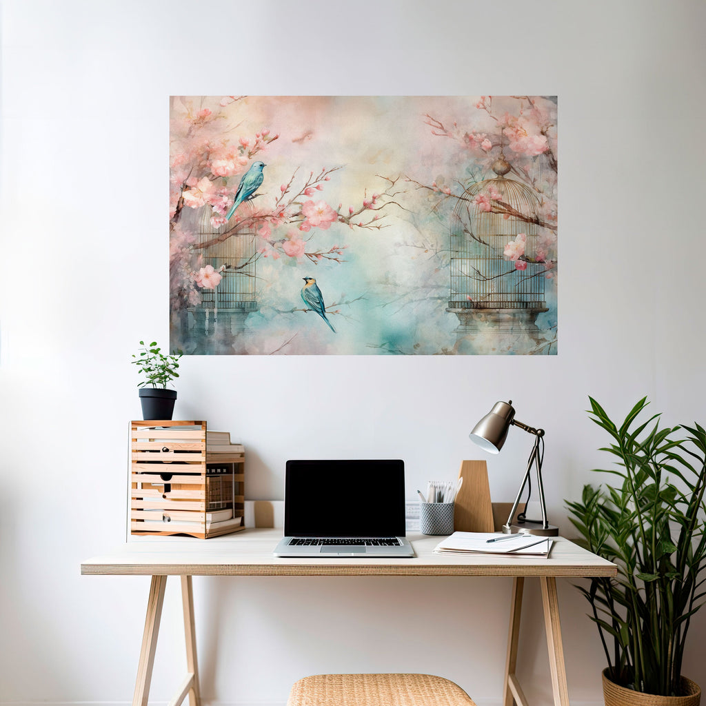 CHERRY BIRDSONG Horizontales Poster zum Abziehen und Aufkleben