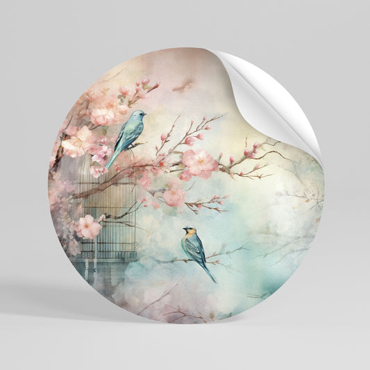 CHERRY BIRDSONG Runder Wandsticker zum Abziehen und Aufkleben
