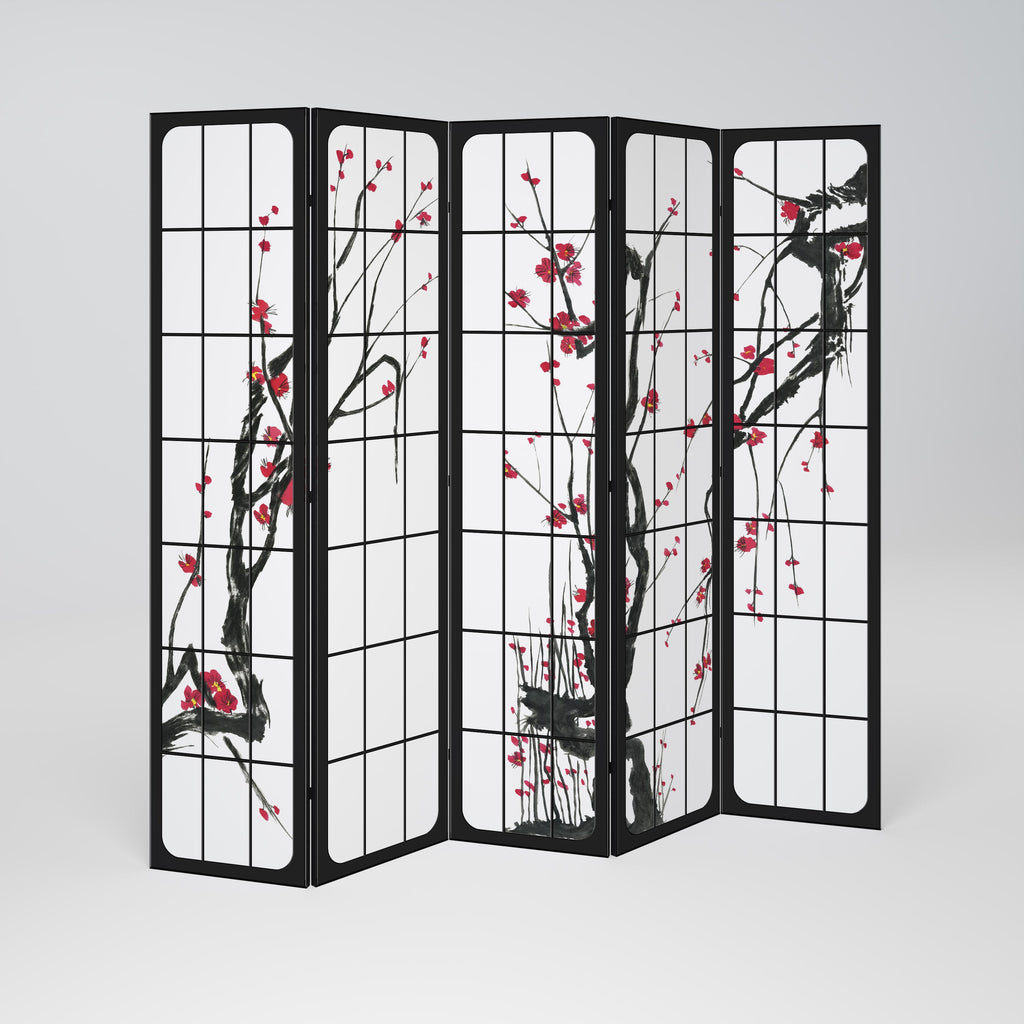 Dekorativer 5-teiliger Raumteiler JAPANESE BLOSSOMS