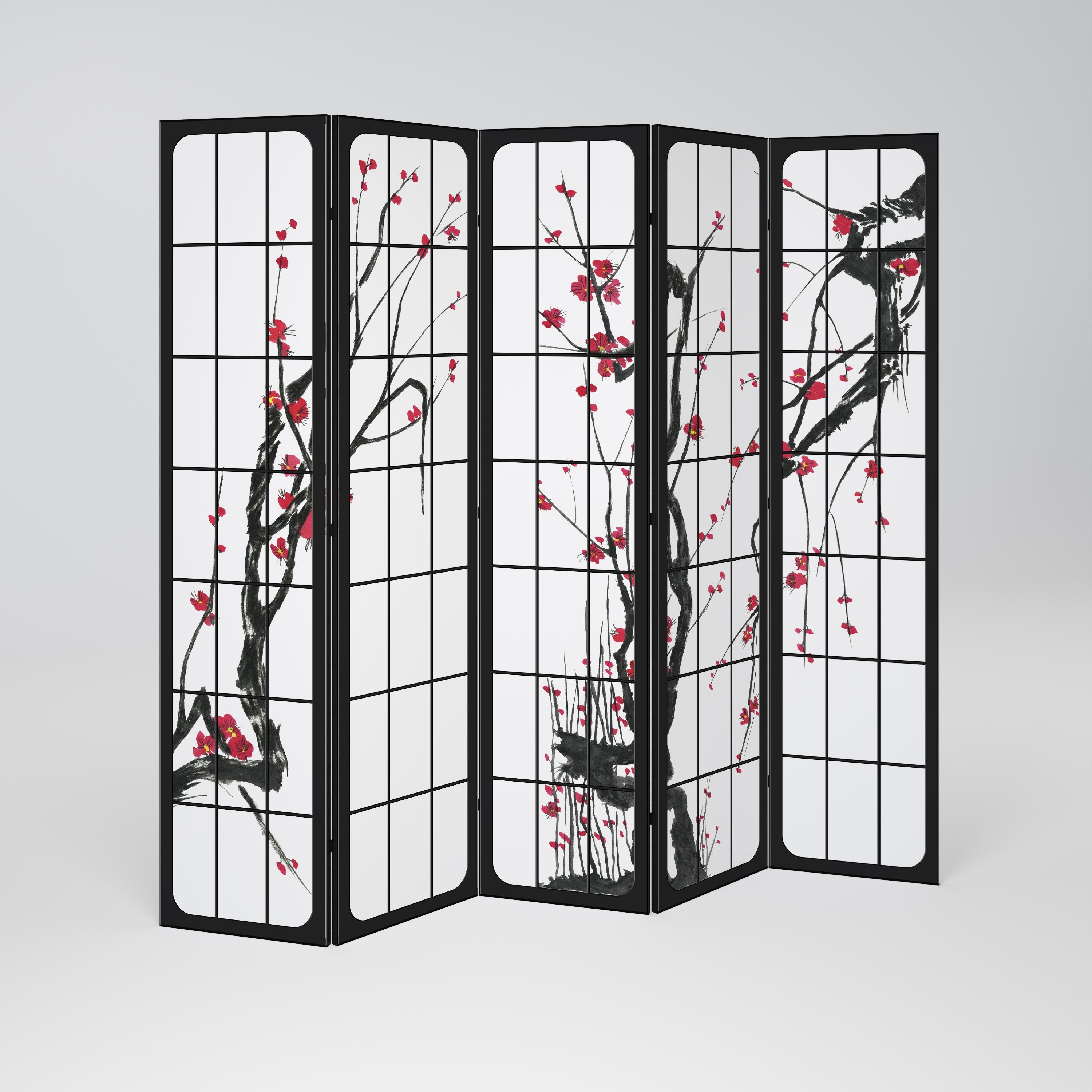 Dekorativer 5-teiliger Raumteiler JAPANESE BLOSSOMS