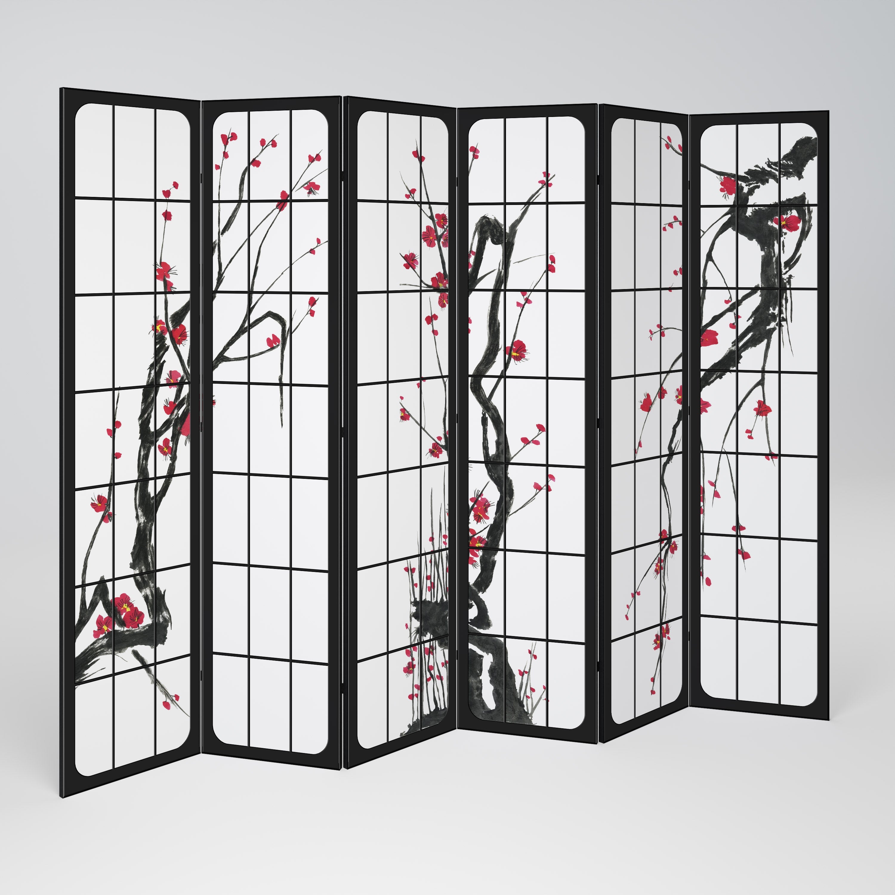 Dekorativer 6-teiliger Raumteiler JAPANESE BLOSSOMS