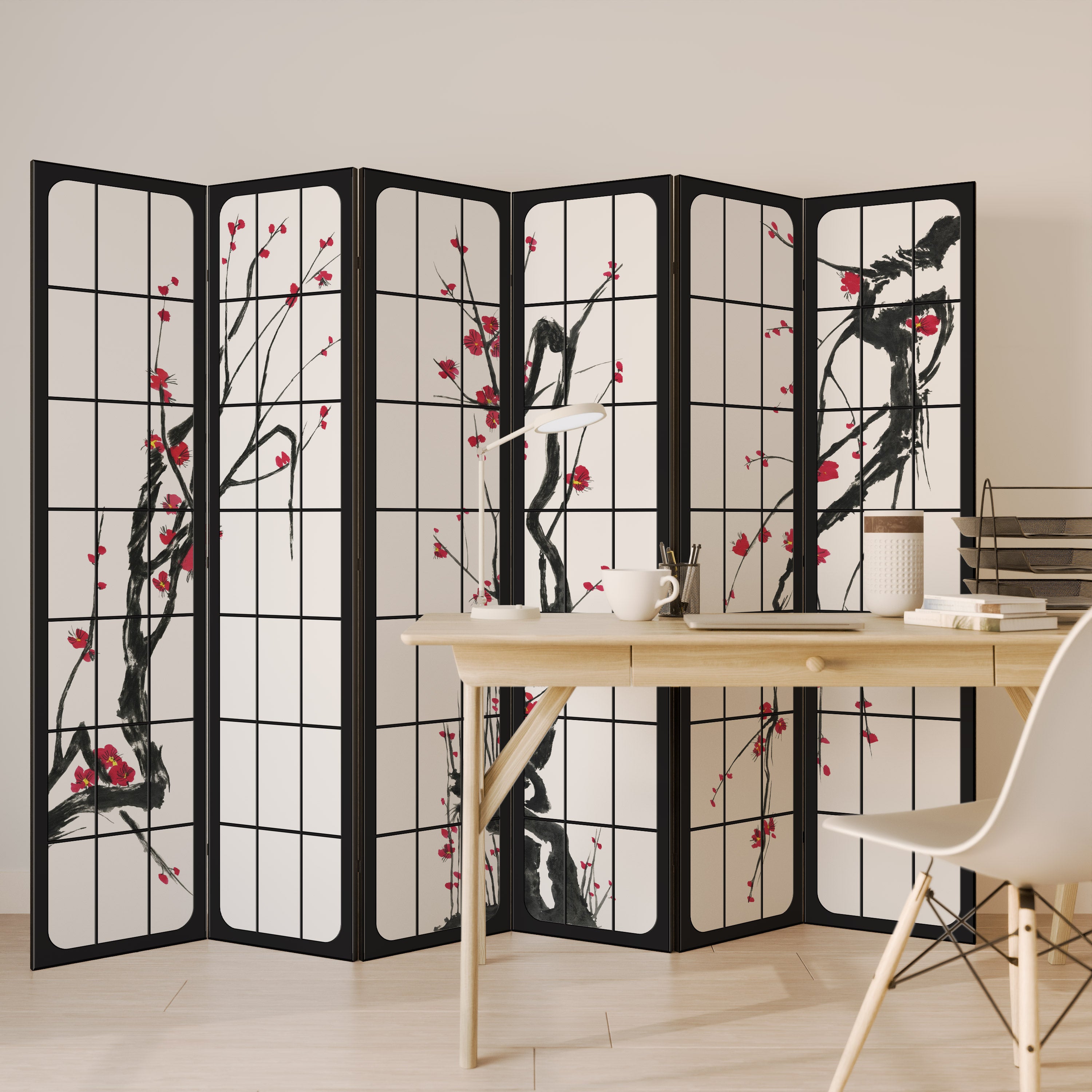 JAPANESE BLOSSOMS 6-Panel Room Divider