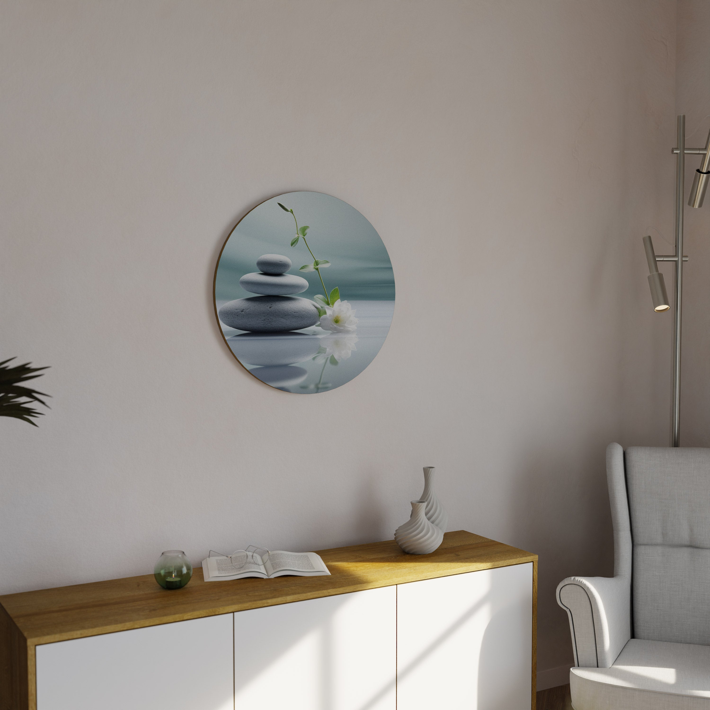 TRANQUIL STONE BALANCE Runde Wandkunst