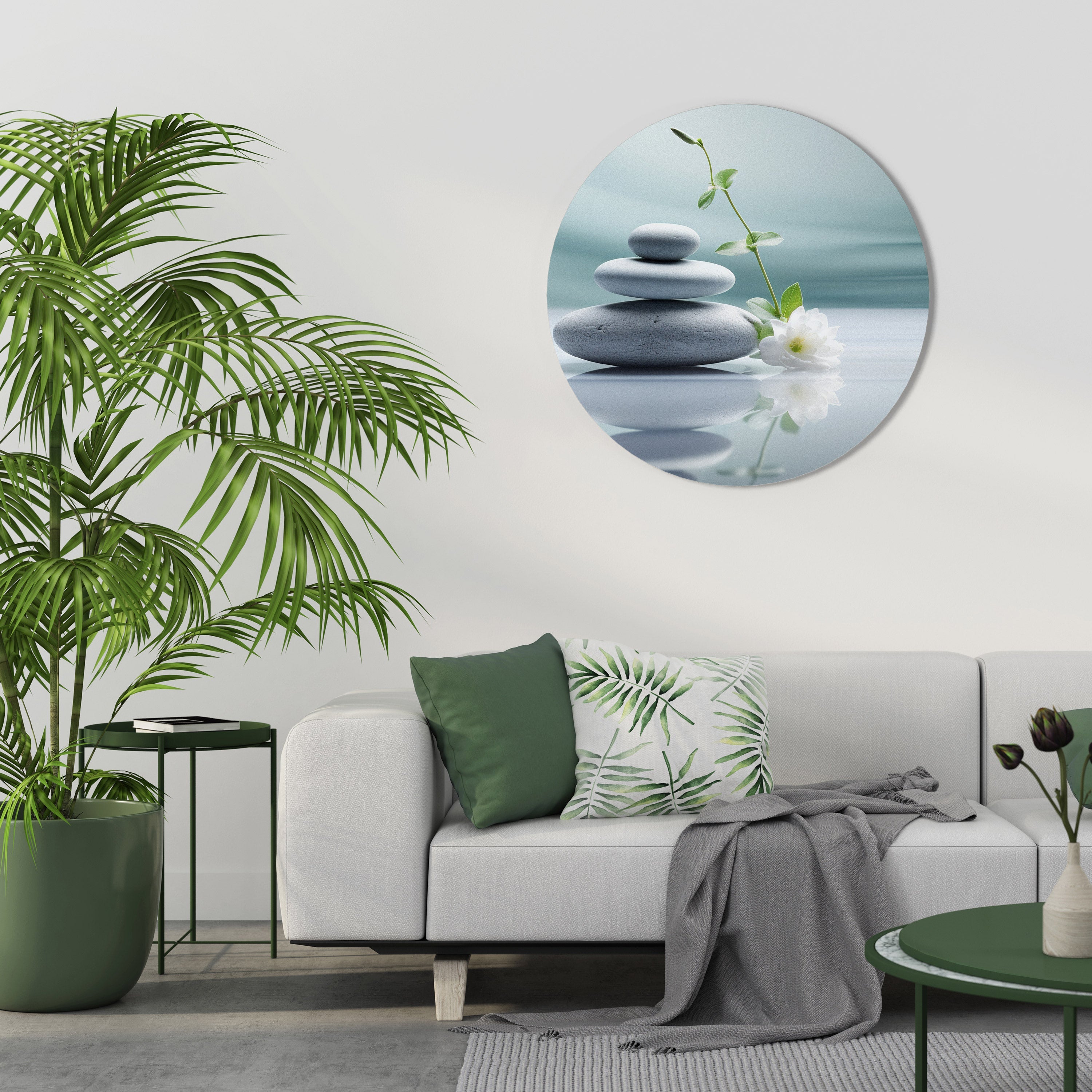 TRANQUIL STONE BALANCE Runde Wandkunst