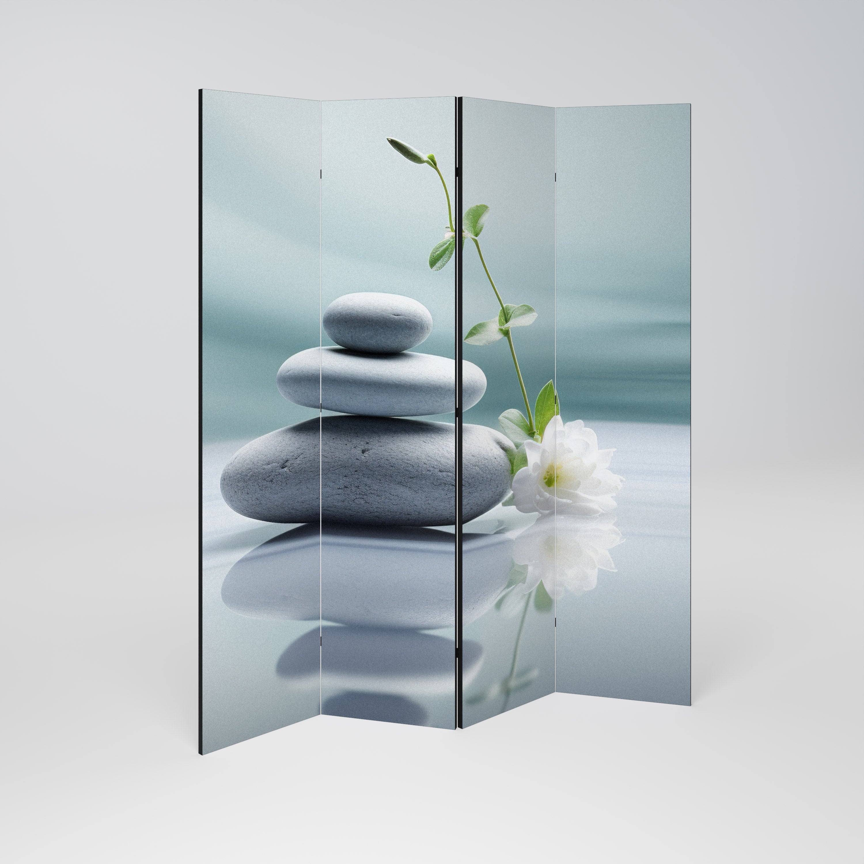 TRANQUIL STONE BALANCE Dekorativer 4-teiliger Raumteiler