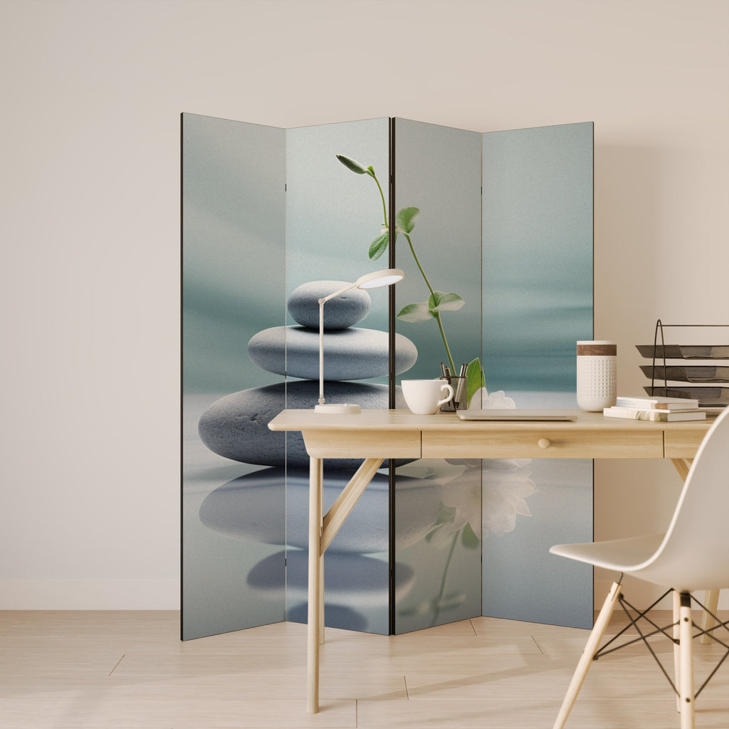 TRANQUIL STONE BALANCE Dekorativer 4-teiliger Raumteiler