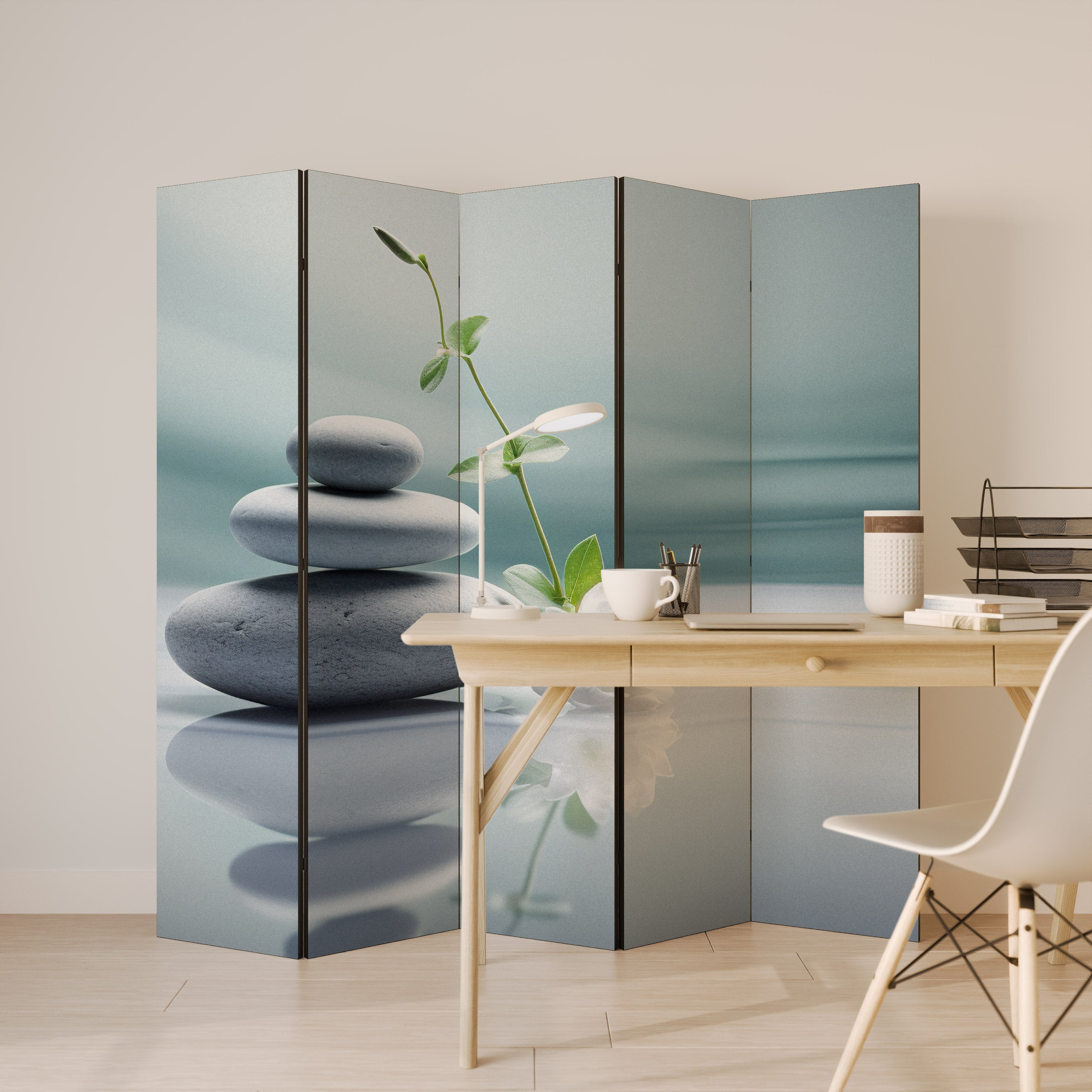 TRANQUIL STONE BALANCE Dekorativer 5-teiliger Raumteiler