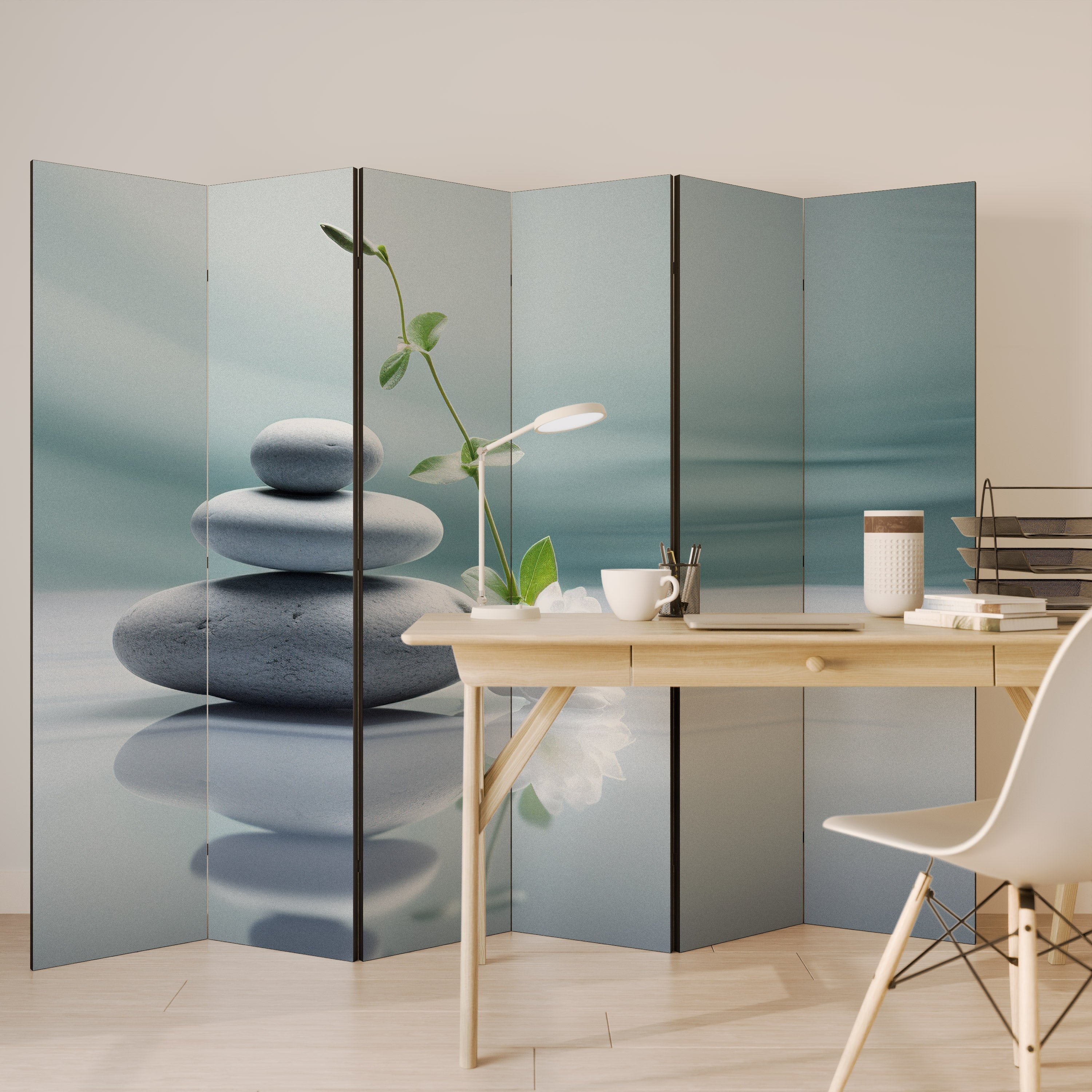 TRANQUIL STONE BALANCE Dekorativer 6-teiliger Raumteiler