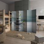 TRANQUIL STONE BALANCE Decorative 6-Panel Room Divider