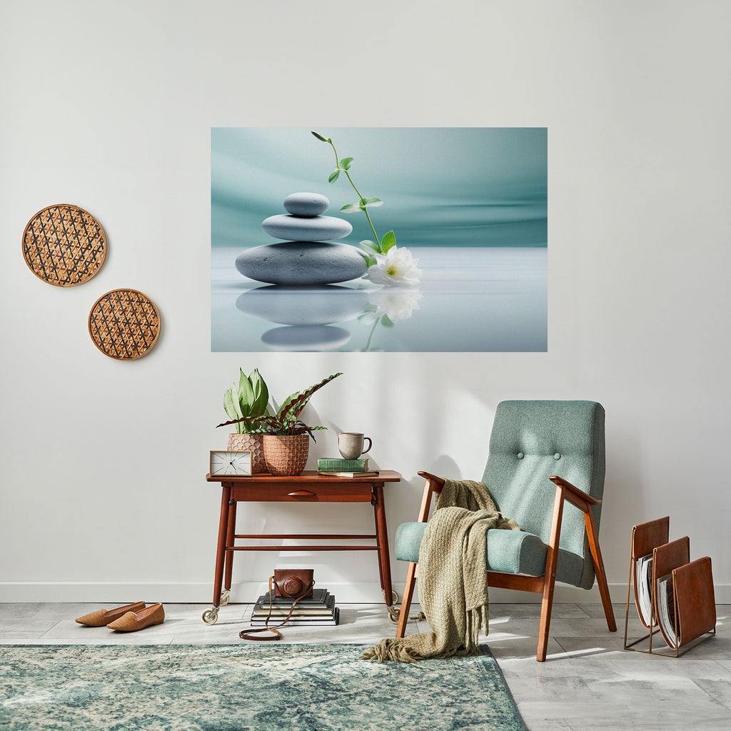 TRANQUIL STONE BALANCE Horizontales Poster zum Abziehen und Aufkleben
