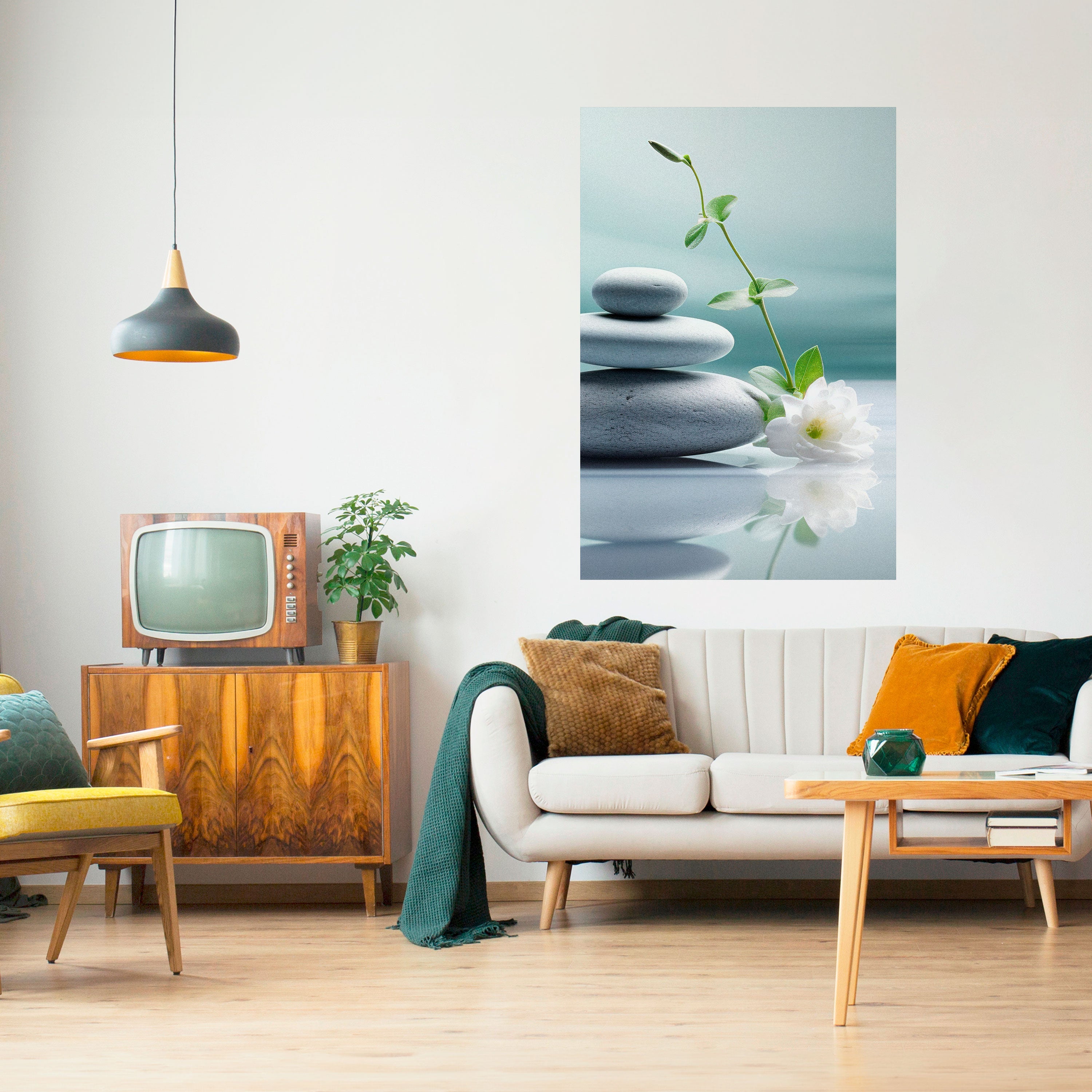 TRANQUIL STONE BALANCE Vertikales Poster zum Abziehen und Aufkleben