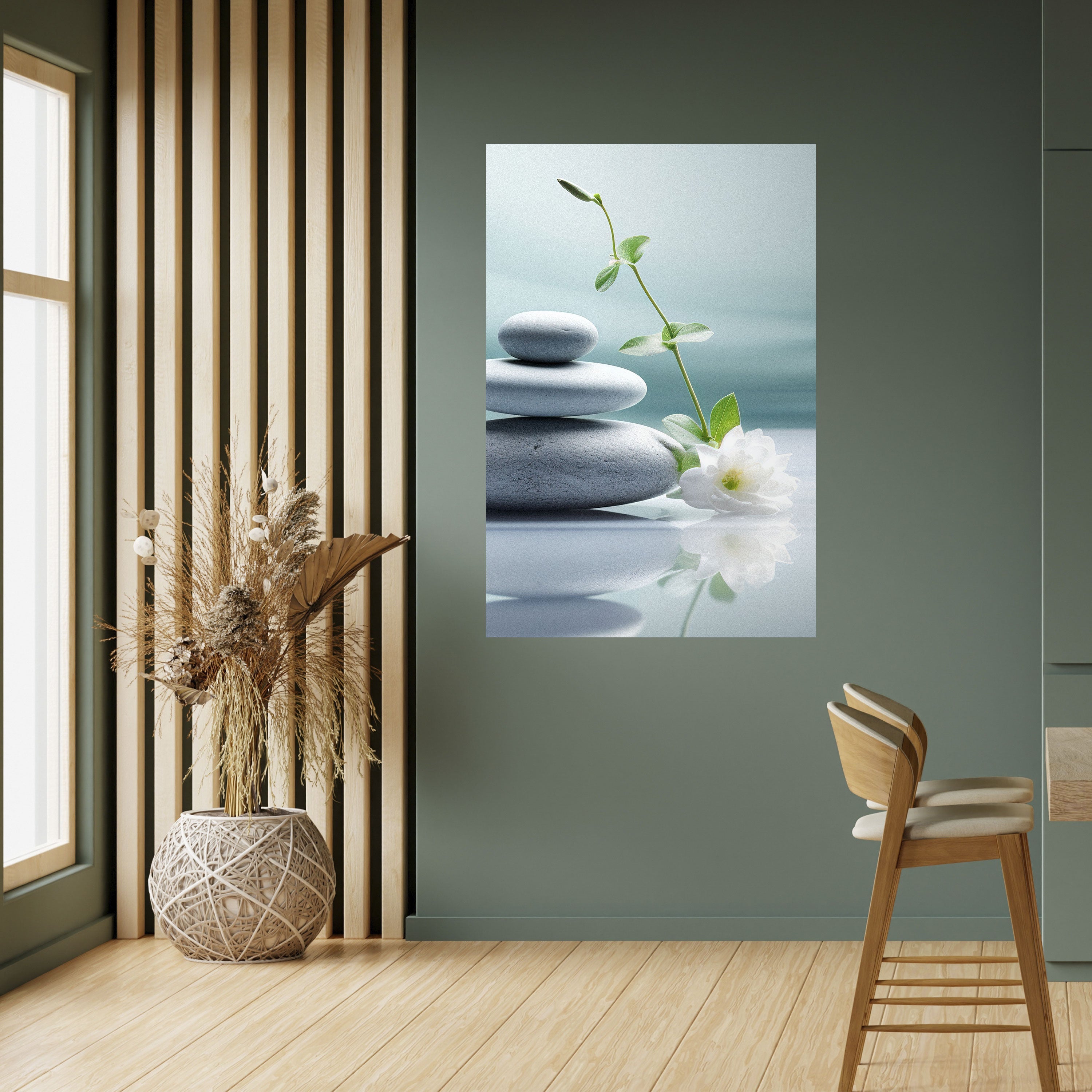 TRANQUIL STONE BALANCE Vertikales Poster zum Abziehen und Aufkleben
