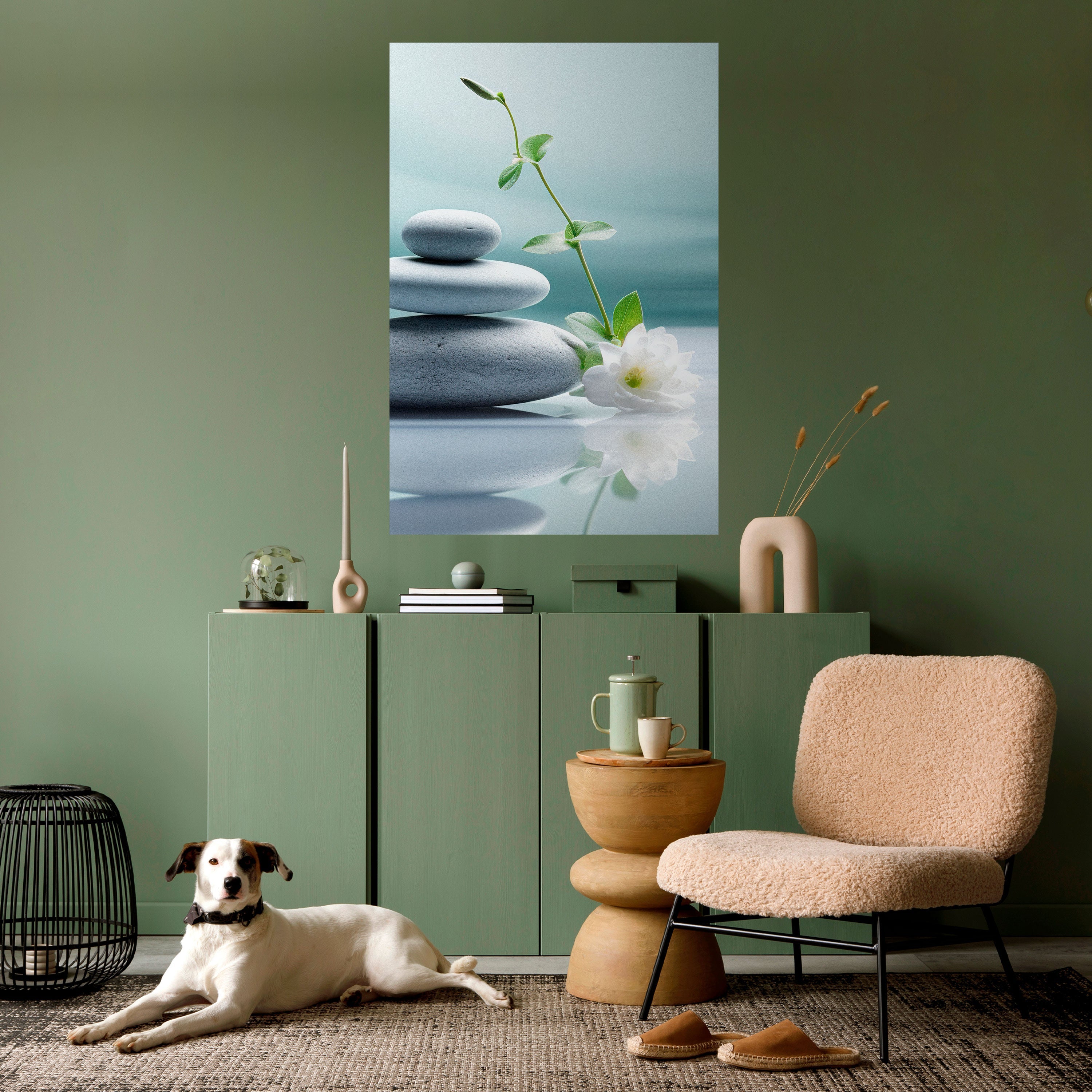 TRANQUIL STONE BALANCE Vertikales Poster zum Abziehen und Aufkleben