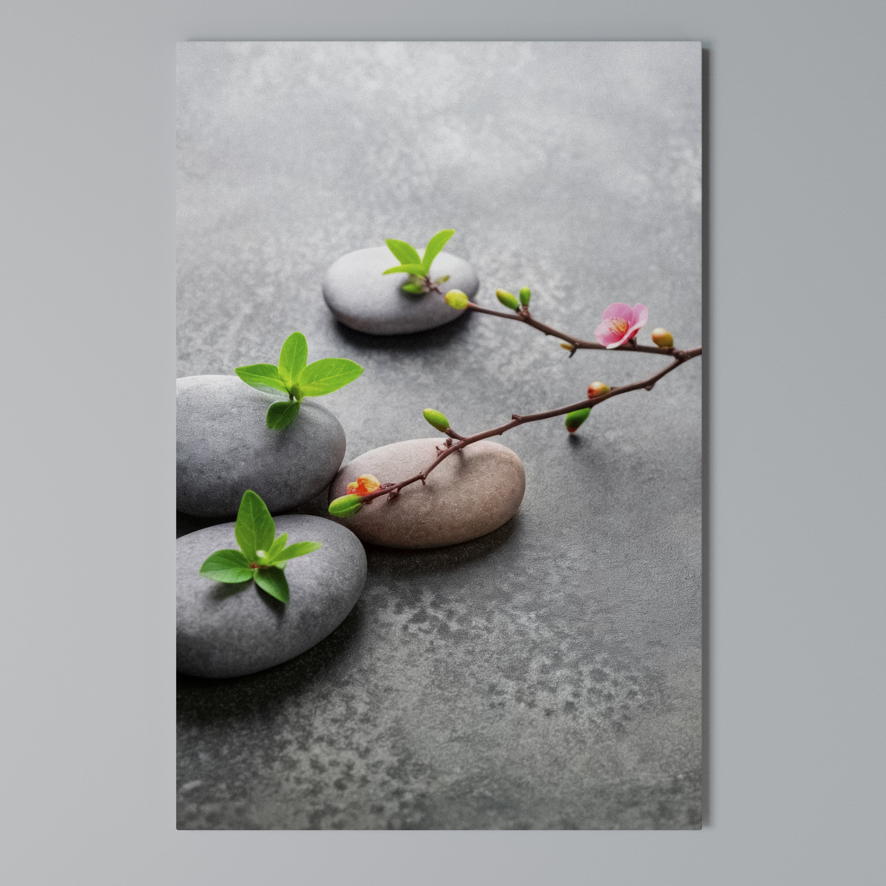 STONES AND BLOSSOMS Vertical Canvas Print