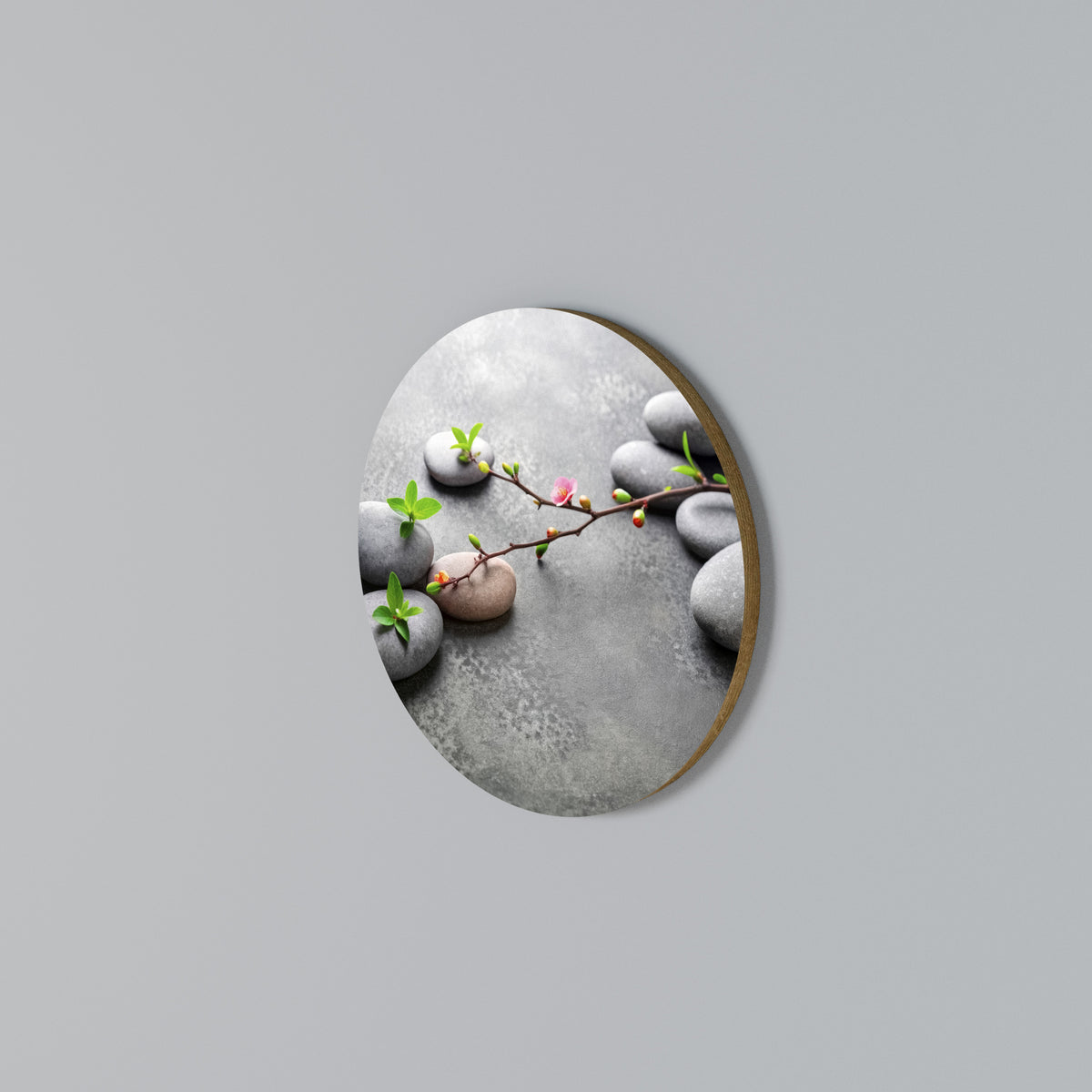 STONES AND BLOSSOMS Round Wall Art