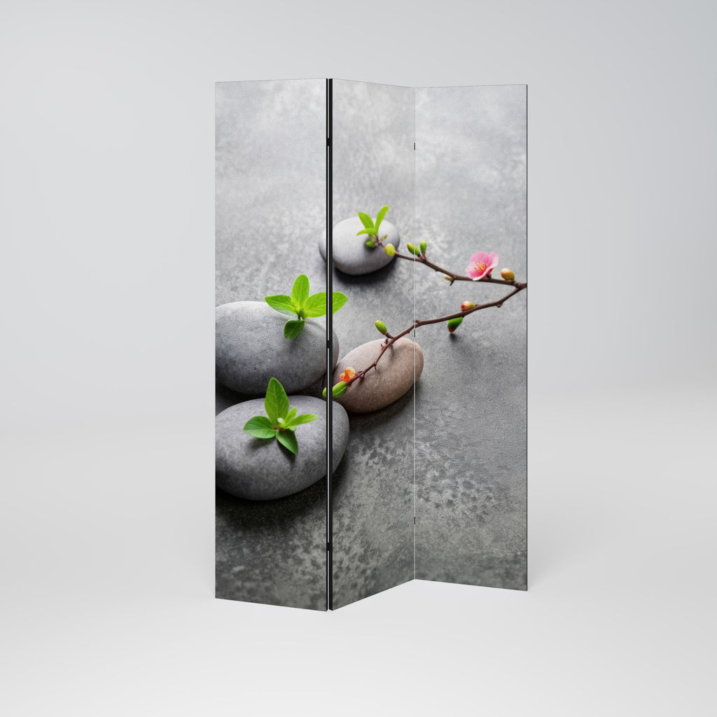 STONES AND BLOSSOMS 3-Panel Room Divider