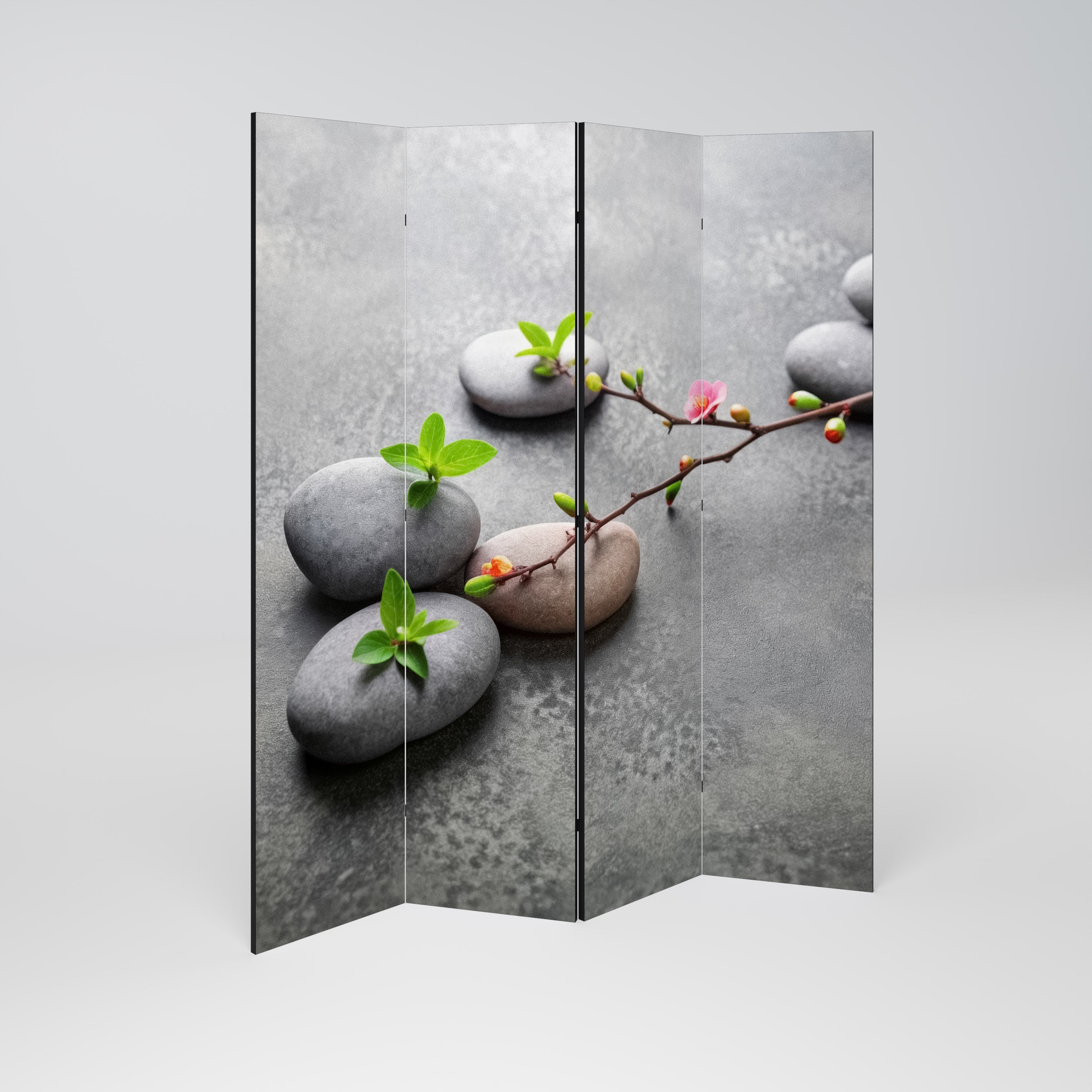 STONES AND BLOSSOMS Dekorativer 4-teiliger Raumteiler
