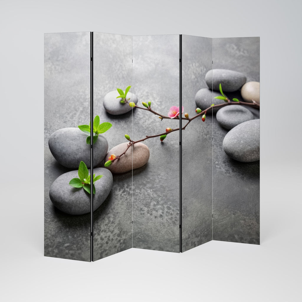 STONES AND BLOSSOMS Dekorativer 5-teiliger Raumteiler