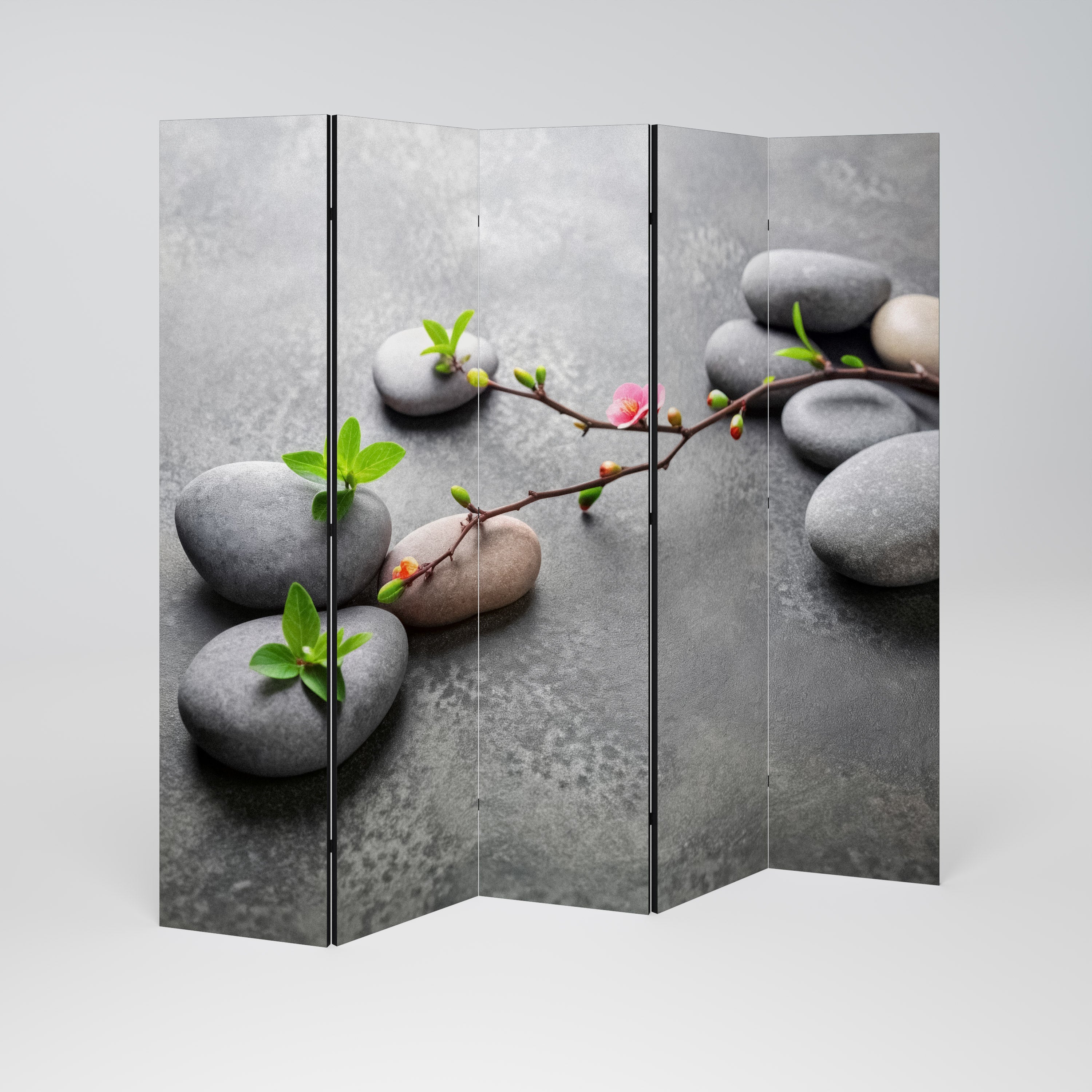 STONES AND BLOSSOMS Dekorativer 5-teiliger Raumteiler