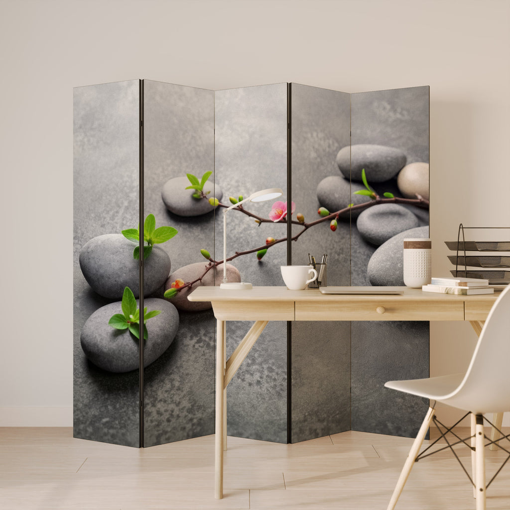 STONES AND BLOSSOMS Dekorativer 5-teiliger Raumteiler