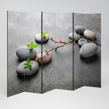 STONES AND BLOSSOMS 6-teiliger Paravent