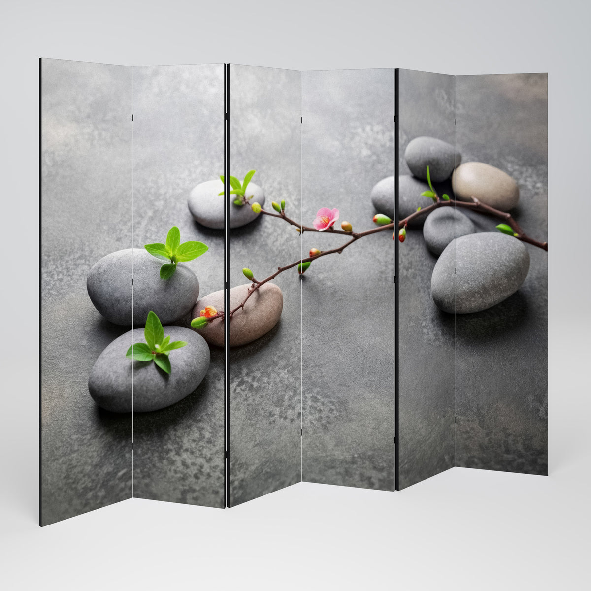 STONES AND BLOSSOMS 6-teiliger Paravent
