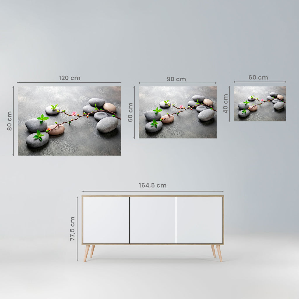 Horizontales Poster „Steinen und Blüten“ zum Abziehen und Aufkleben