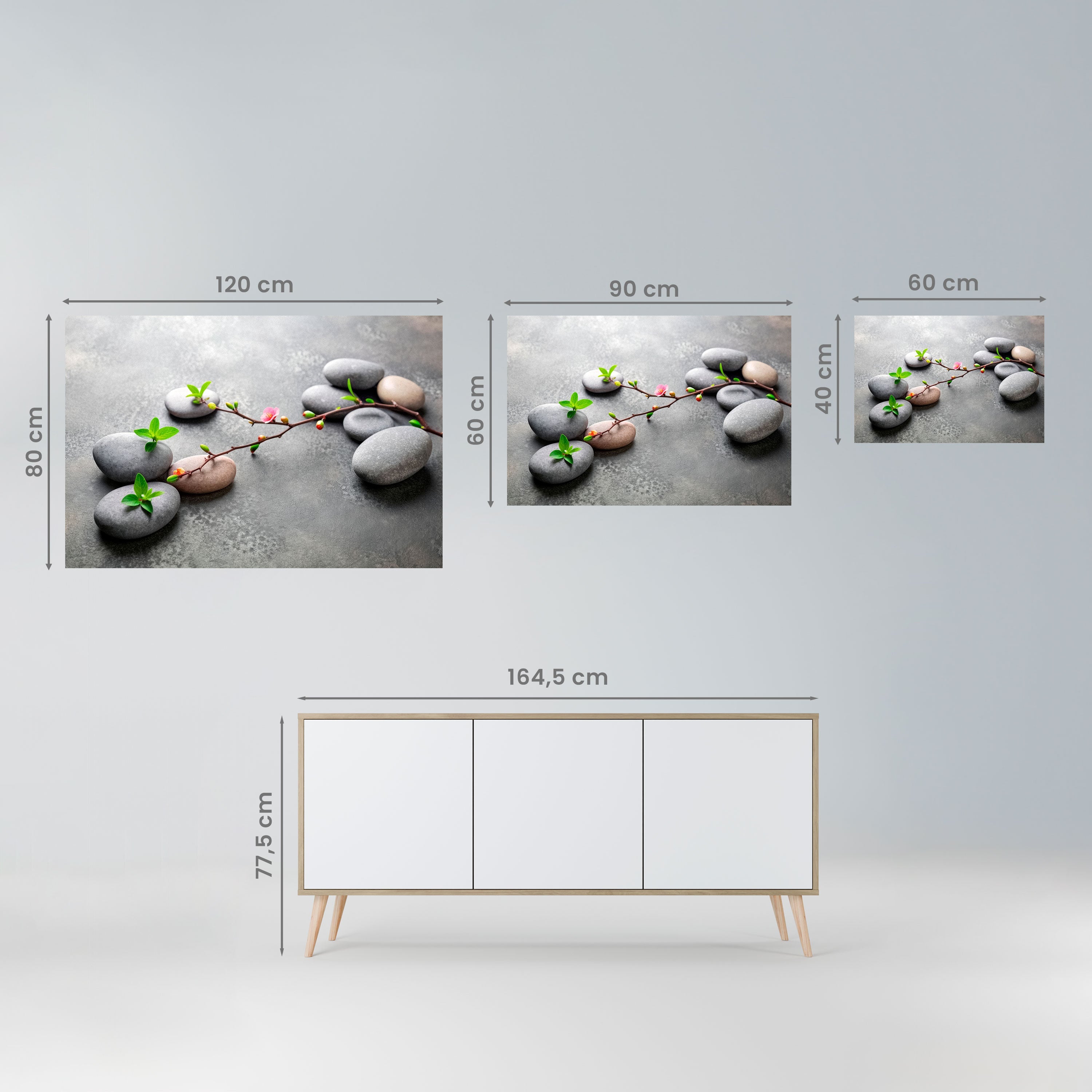Horizontales Poster „Steinen und Blüten“ zum Abziehen und Aufkleben