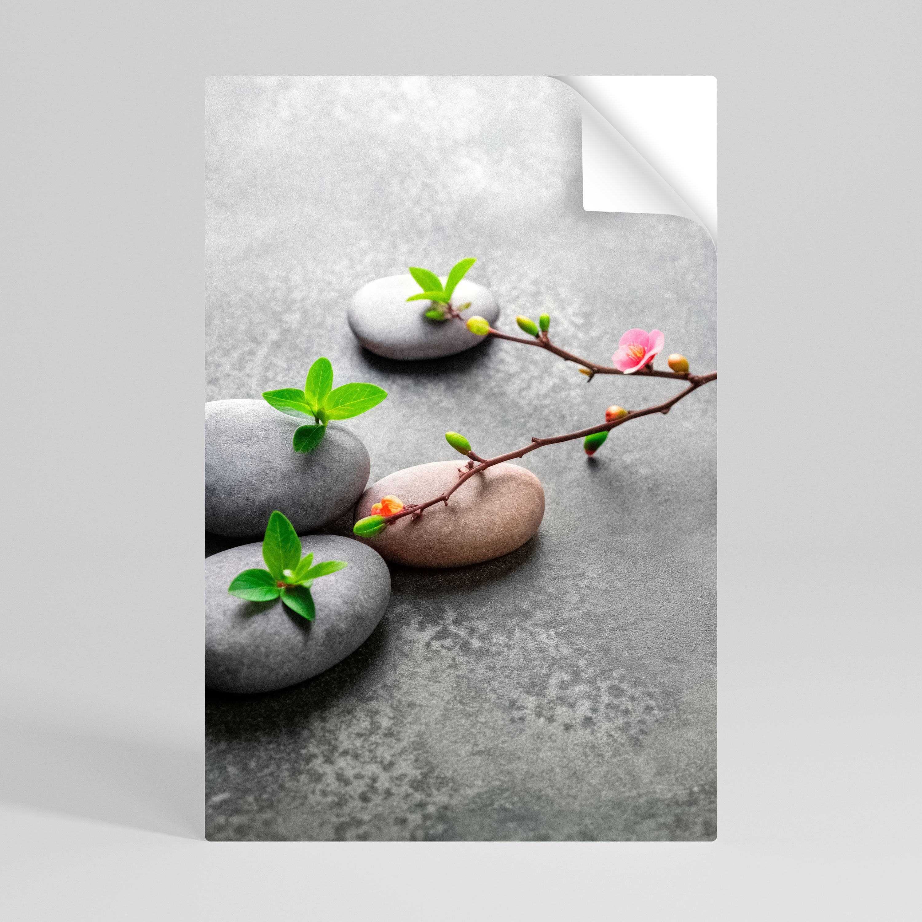 STEINE UND BLÜTEN Vertikales Poster zum Abziehen und Aufkleben