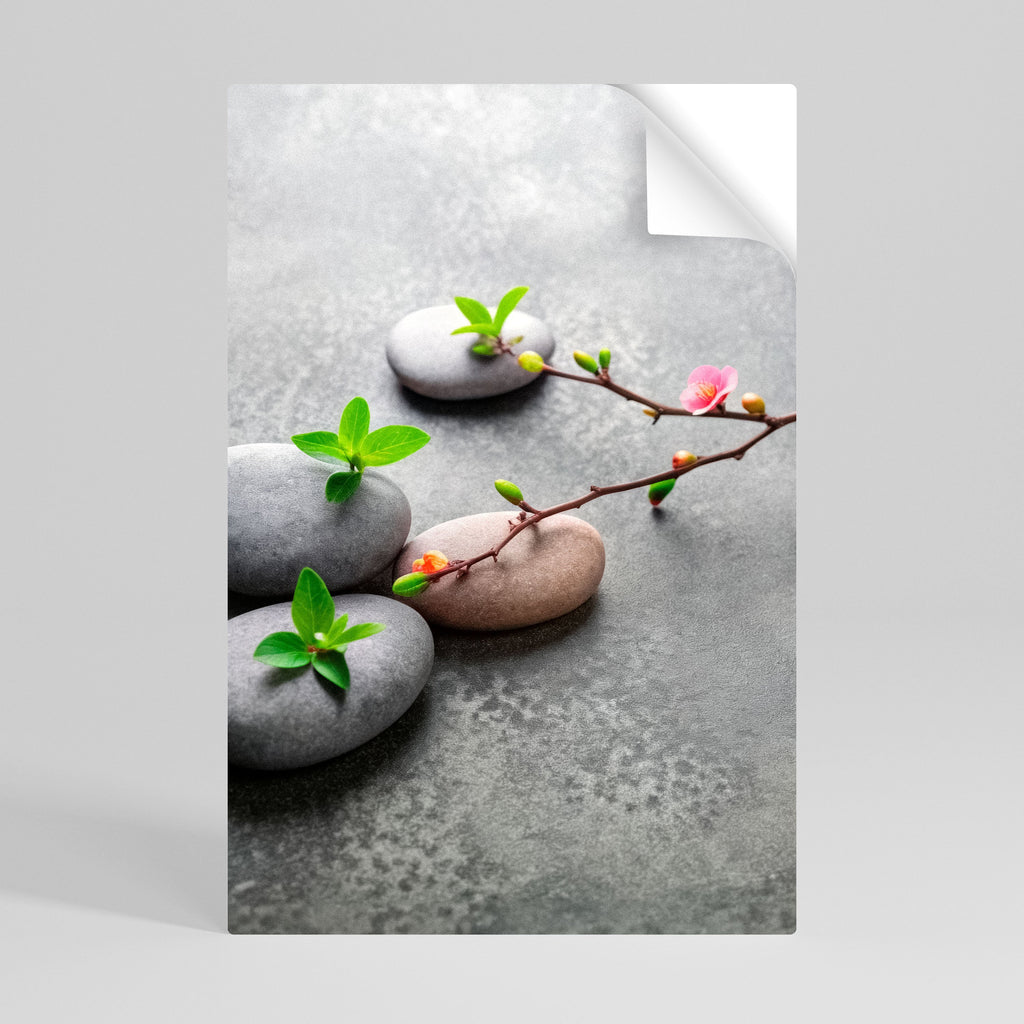 STEINE UND BLÜTEN Vertikales Poster zum Abziehen und Aufkleben