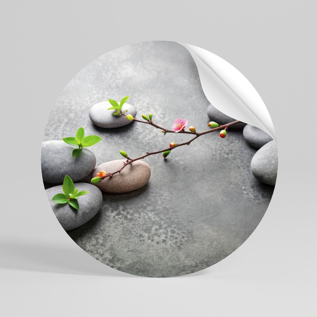STONES AND BLOSSOMS Runder Wandsticker zum Abziehen und Aufkleben
