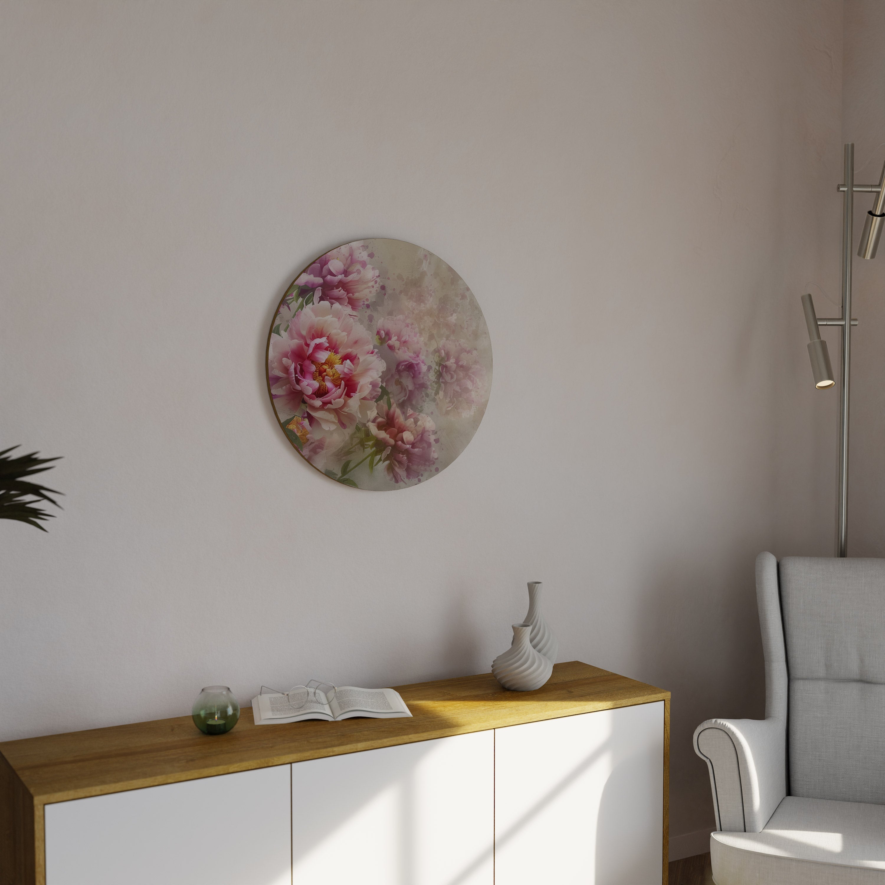 PEONY WHISPER Runde Wandkunst