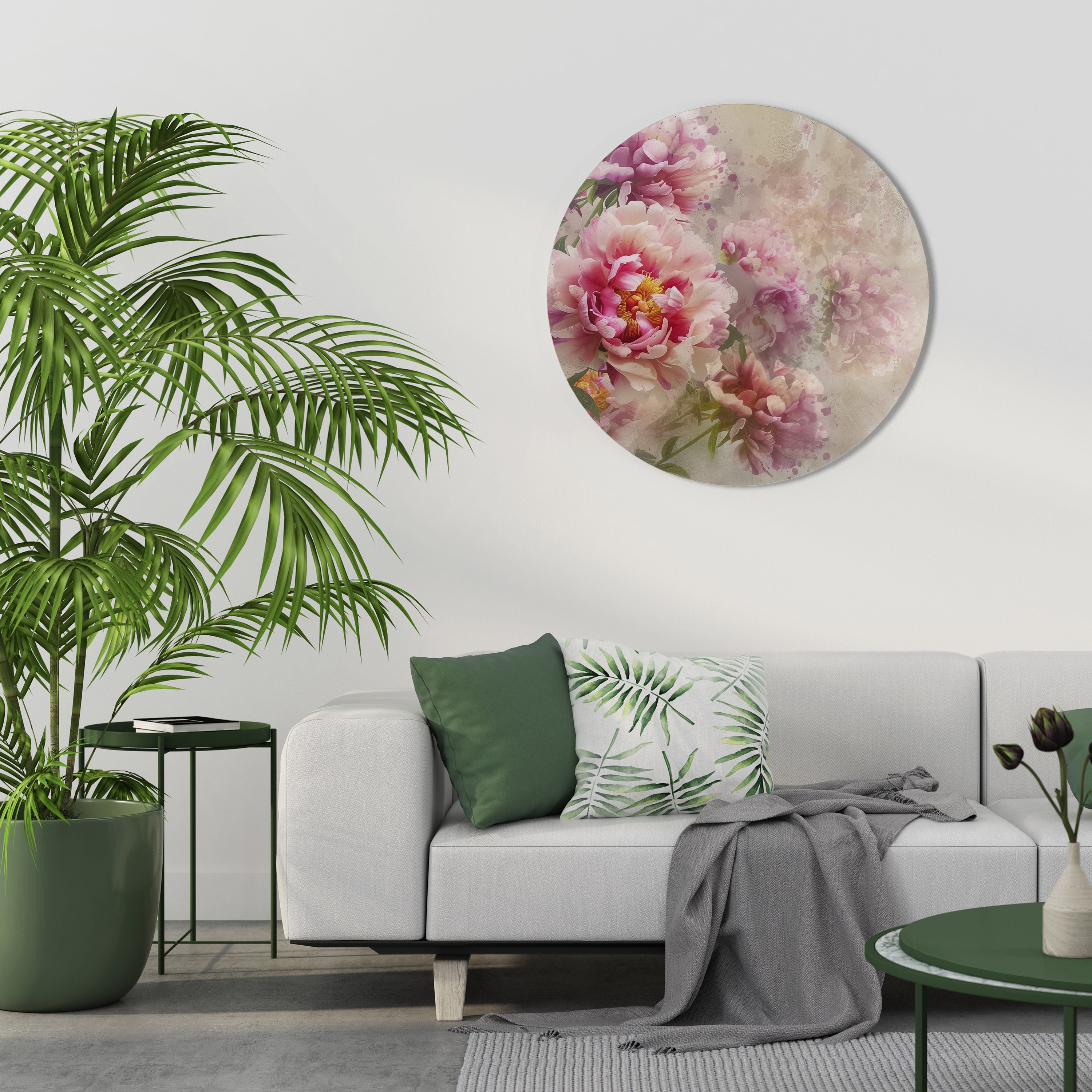 PEONY WHISPER Runde Wandkunst