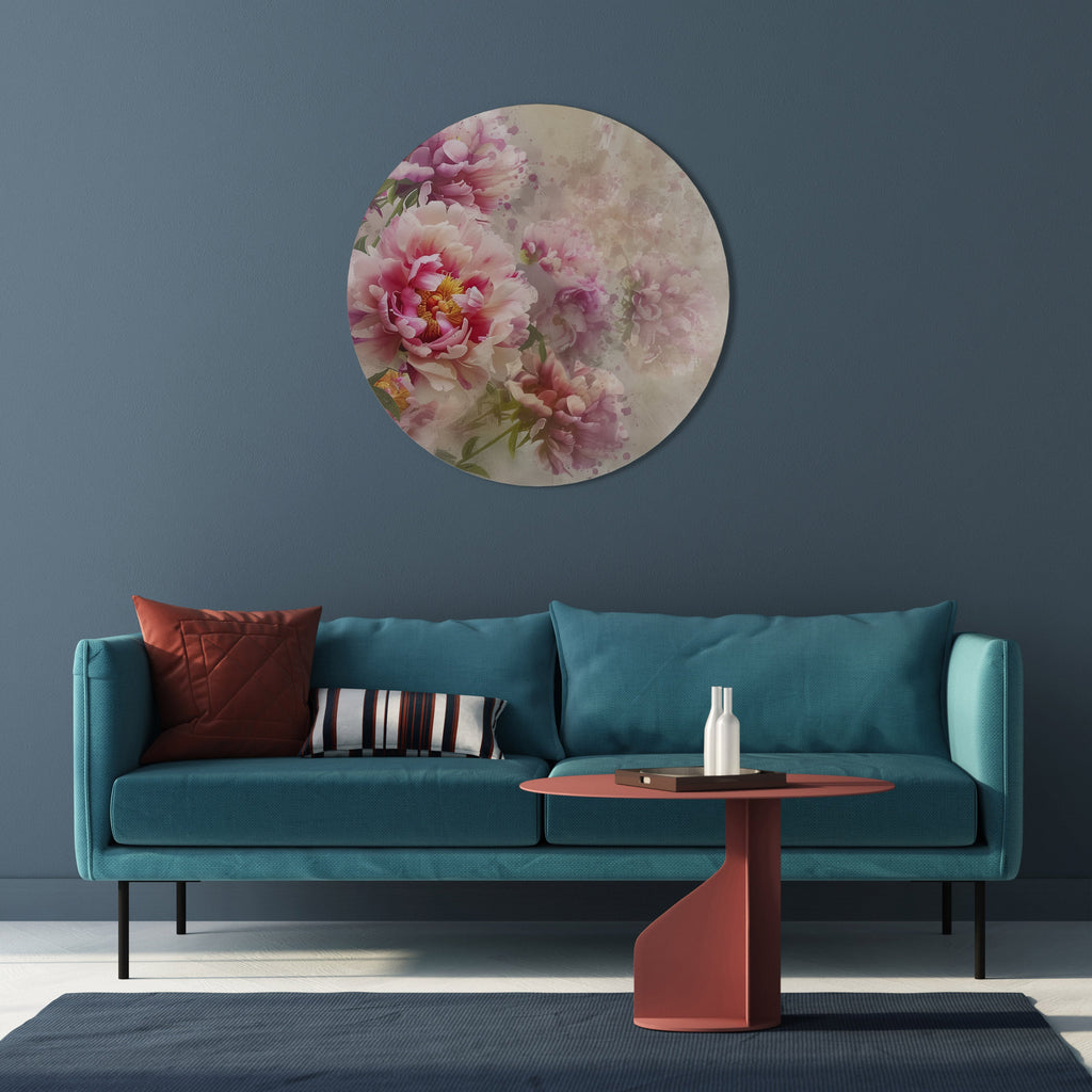 PEONY WHISPER Runde Wandkunst