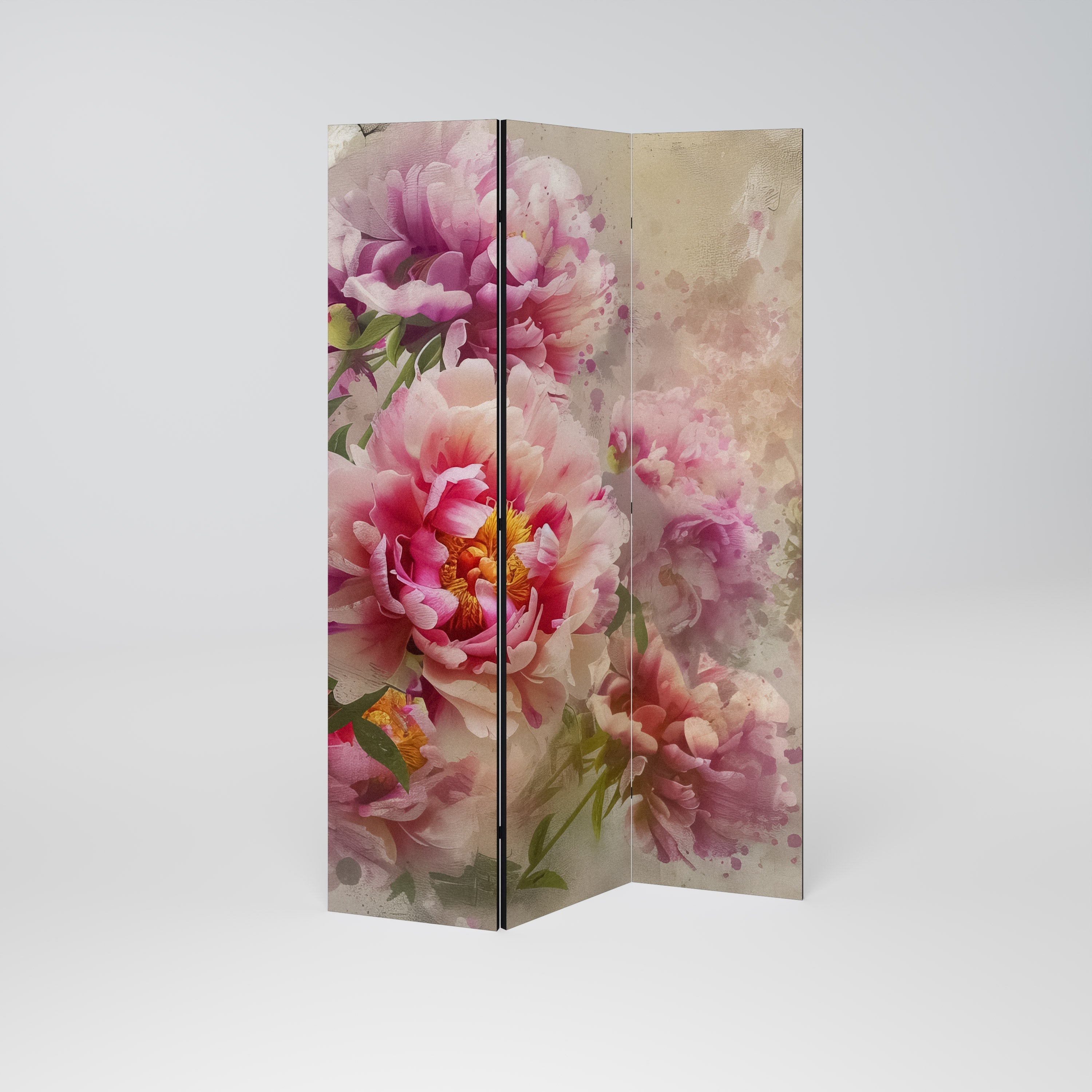 PEONY WHISPER Dekorativer 3-teiliger Raumteiler