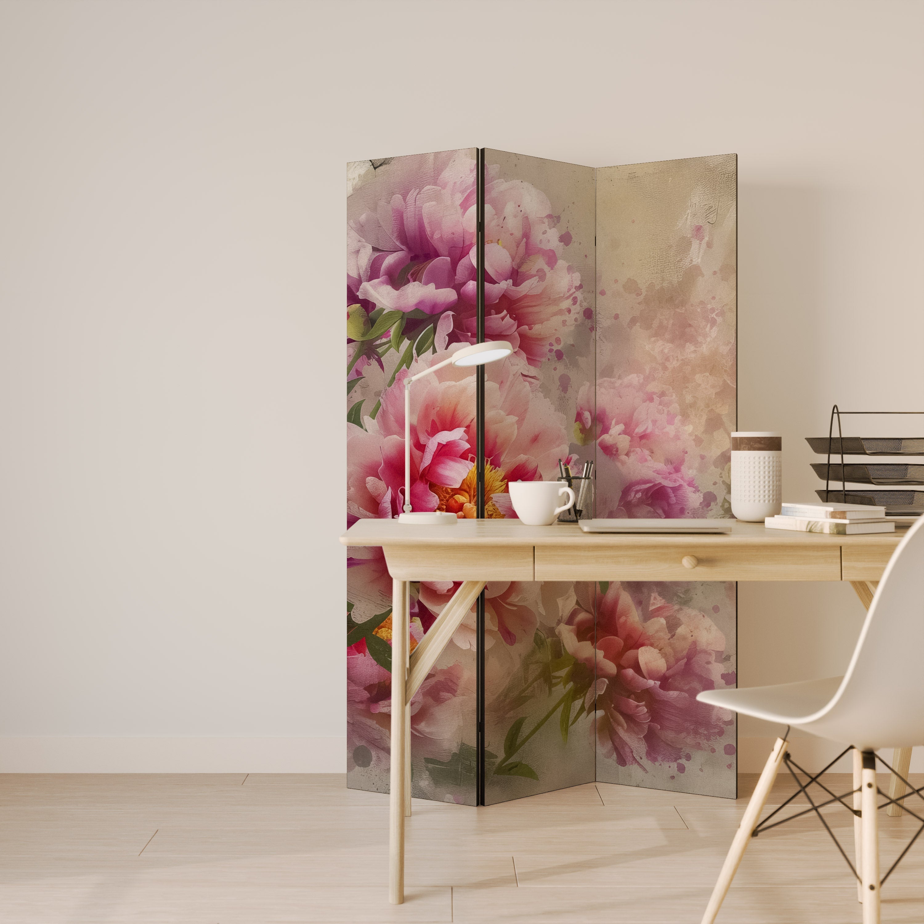 PEONY WHISPER Dekorativer 3-teiliger Raumteiler