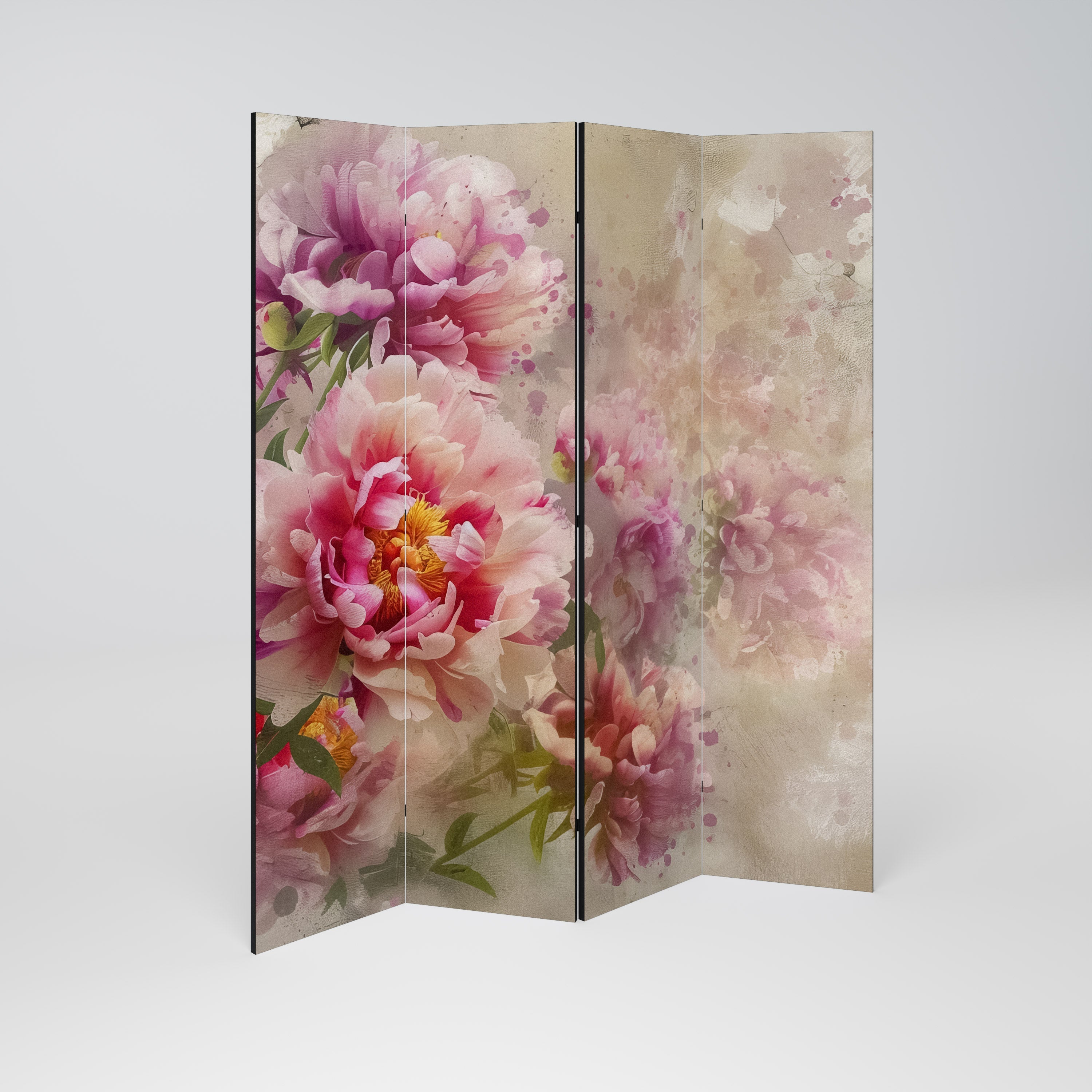 PEONY WHISPER Dekorativer 4-teiliger Raumteiler